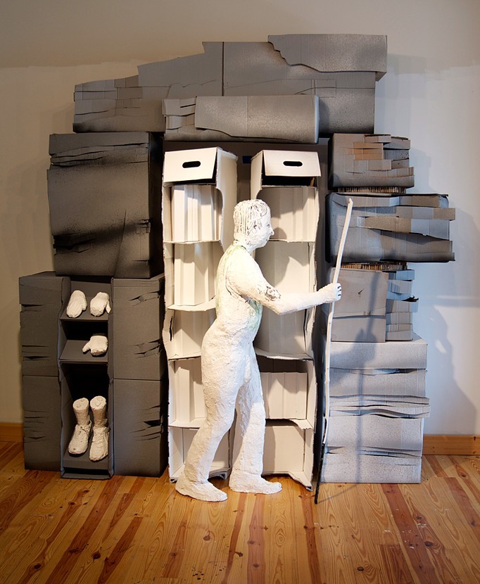 Pulp Mountain (after Belini) 2014, cardboard, hunting decoys and plaster, 9'x9'x3'