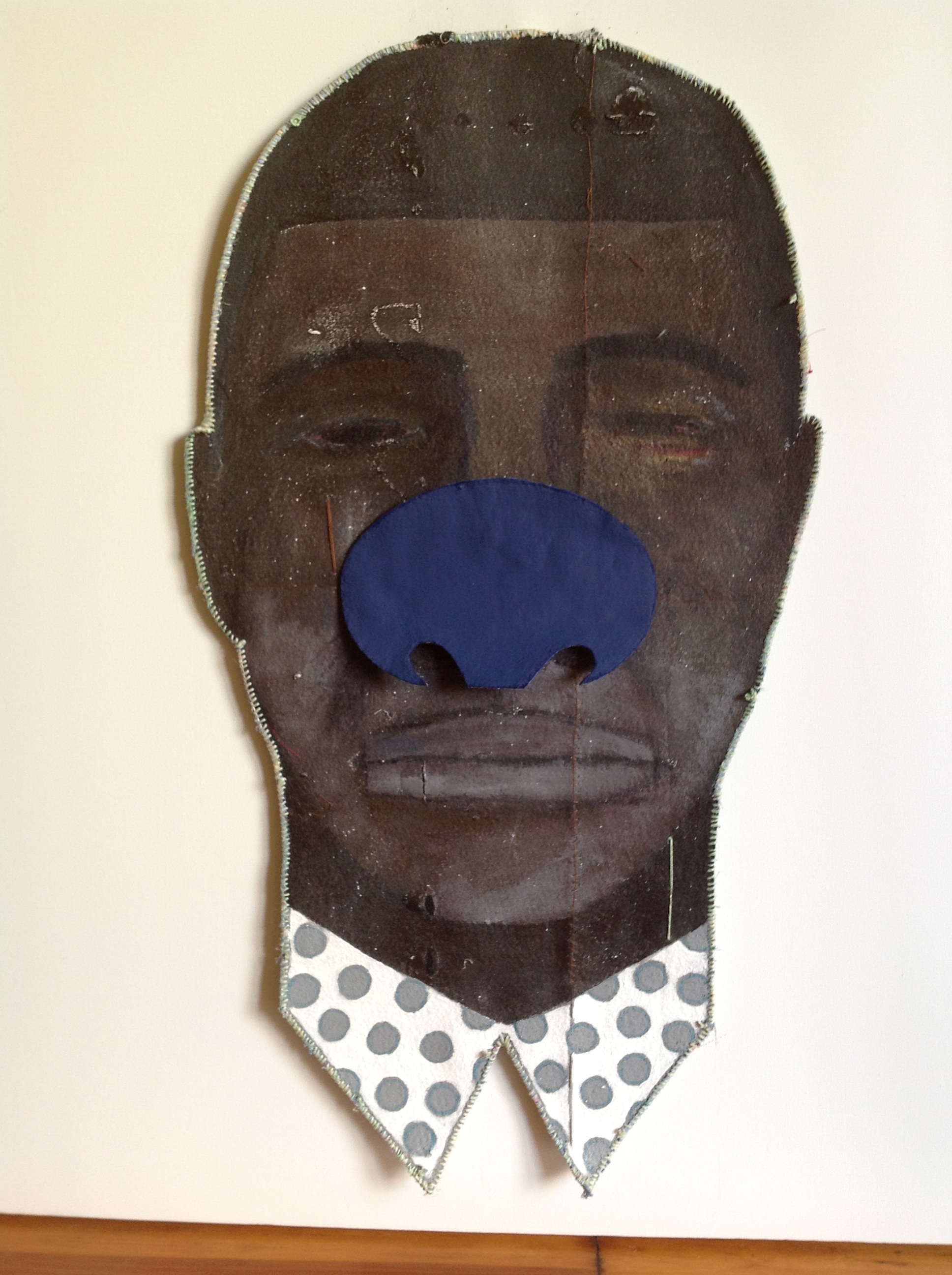 untitled (male blue nose)  2015, mixed media, 32 x 17"