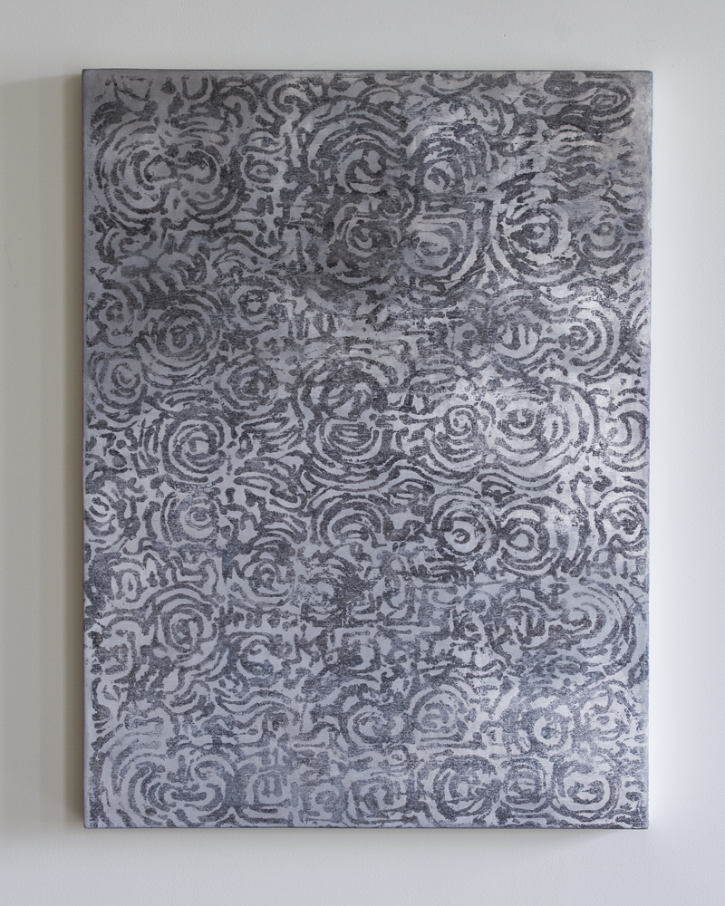 Untitled, Oxidation of aluminum leaf on gesso on linen mounted on cedar panel 31.5” x 23.5”, 2011