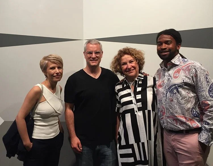 Bojana Ginn, Pete Schulte, Susan Bridges and Eric Mack in front of "As Above So Below" by Pete Schulte at Zeitgeist