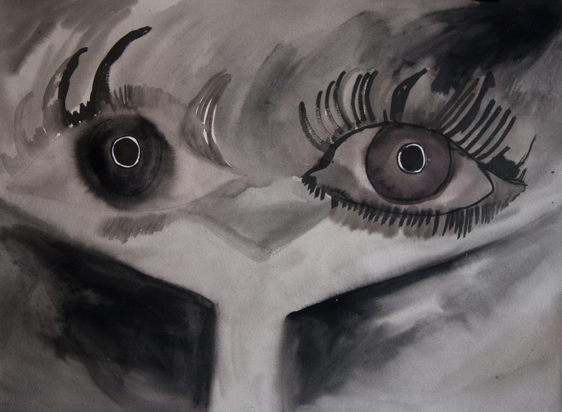 untitled (eyes) 2015, flashe and acrylic on paper, 22 x 30”