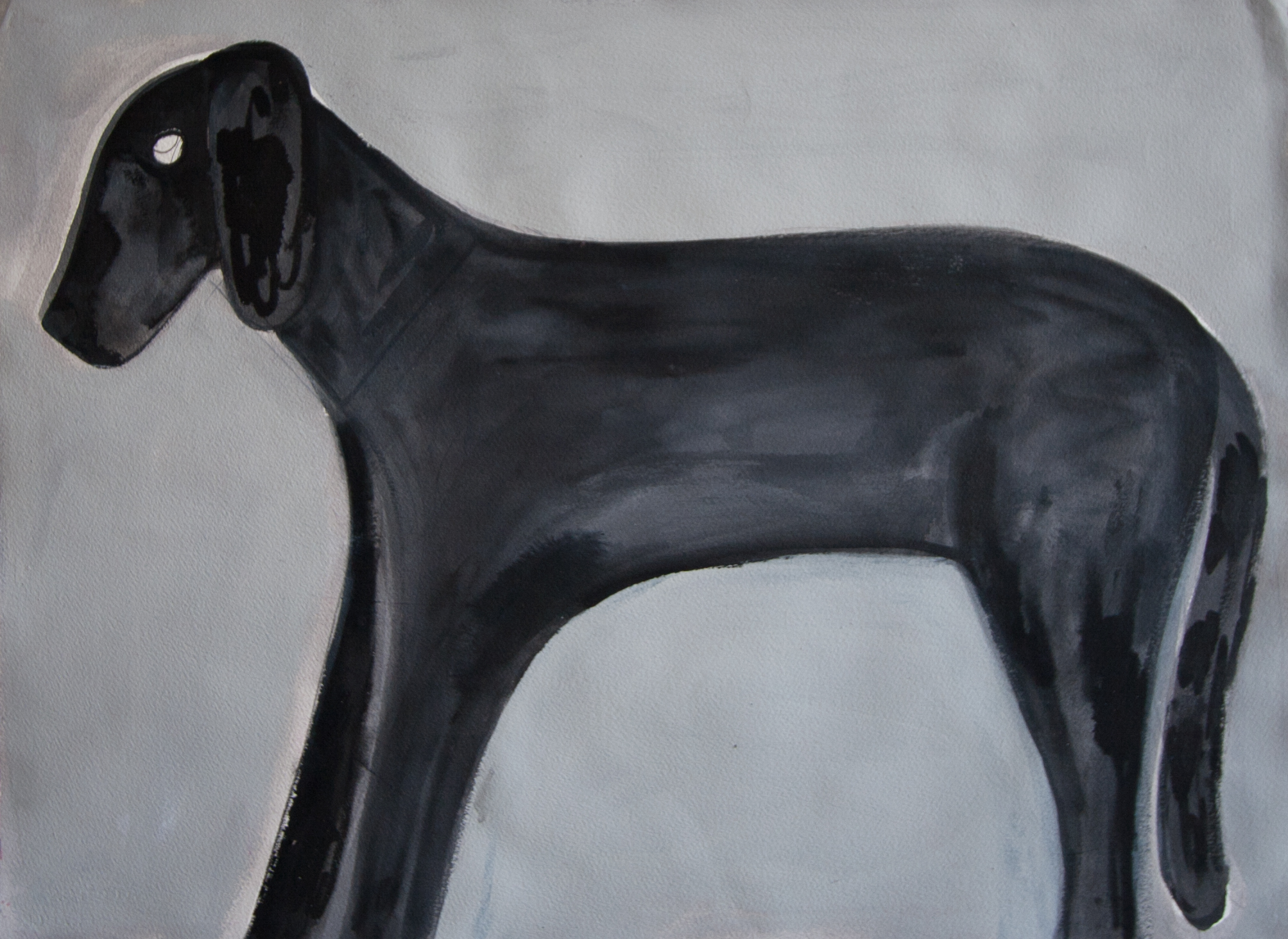 untitled (dog) 2015, flashe and acrylic on paper, 22 ¼  x 30 ¼”