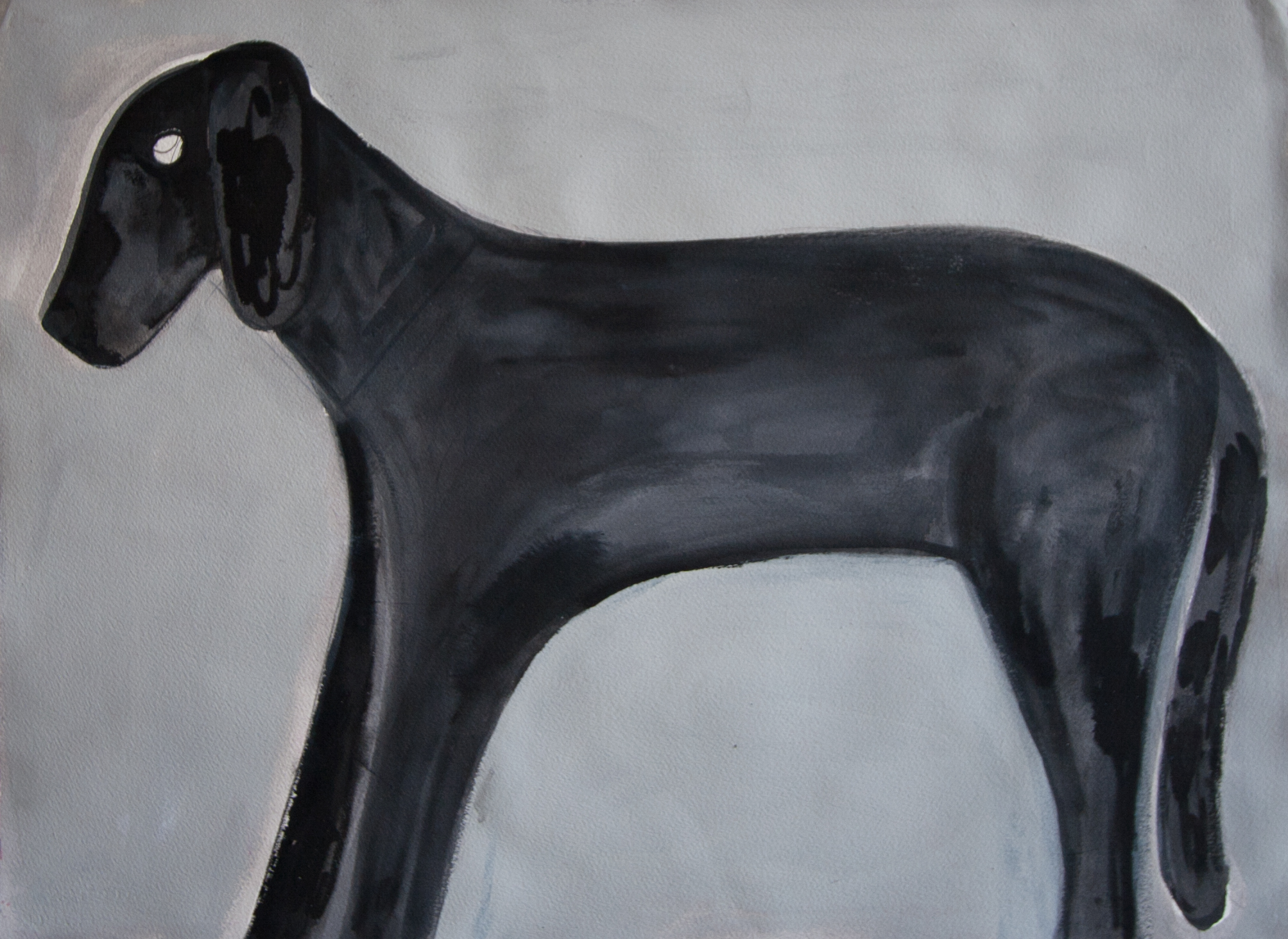 untitled (dog) 2015, flashe and acrylic on paper, 22 ¼ x 30 ¼”