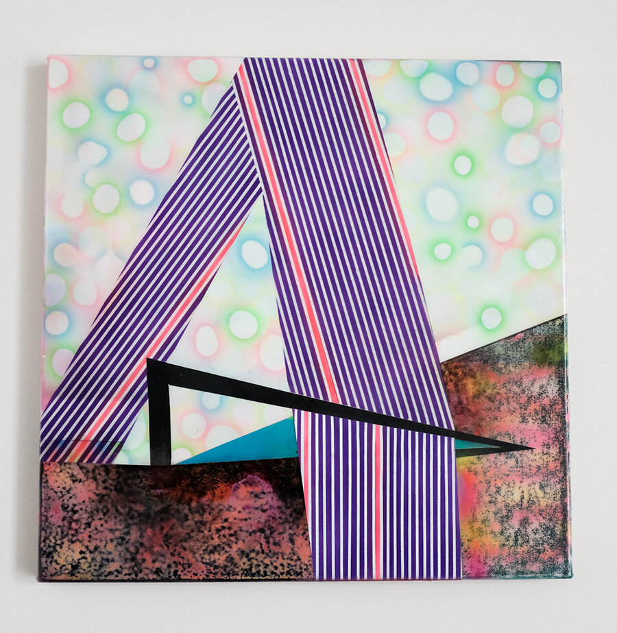Cascade, 2019, acrylic and airbrush on canvas, 24" x 24"