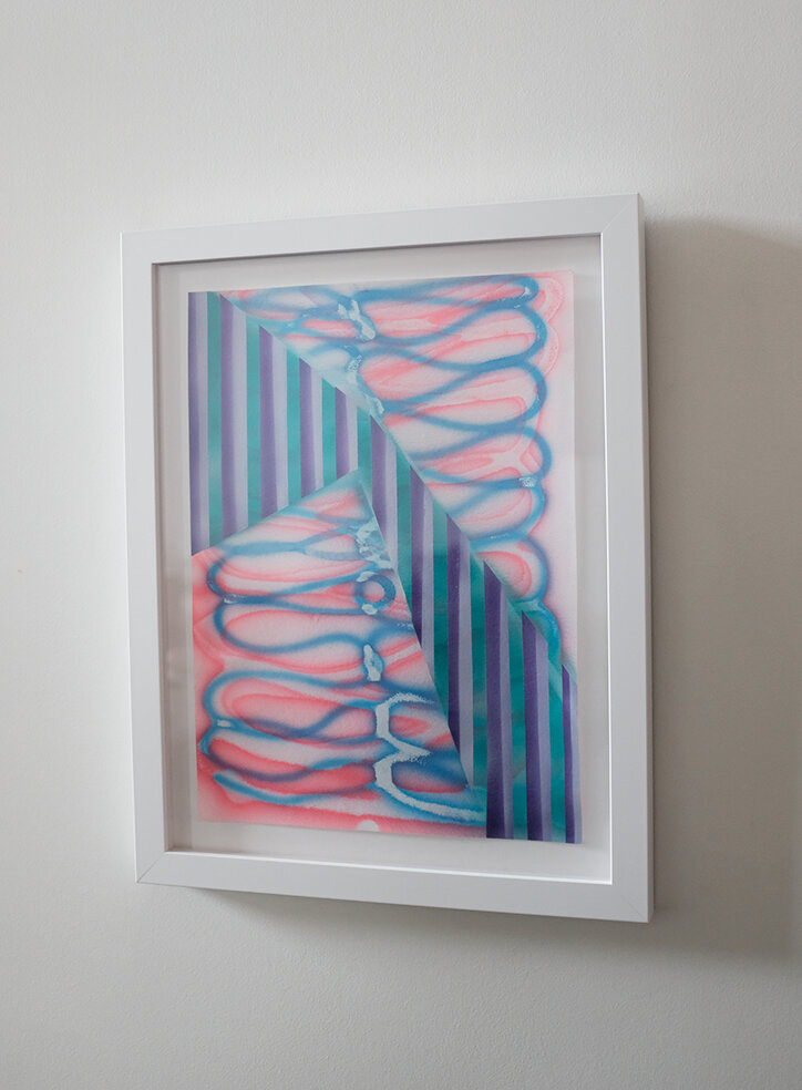 Untitled (light wave),  2019, airbrush on paper, 11" x 15"