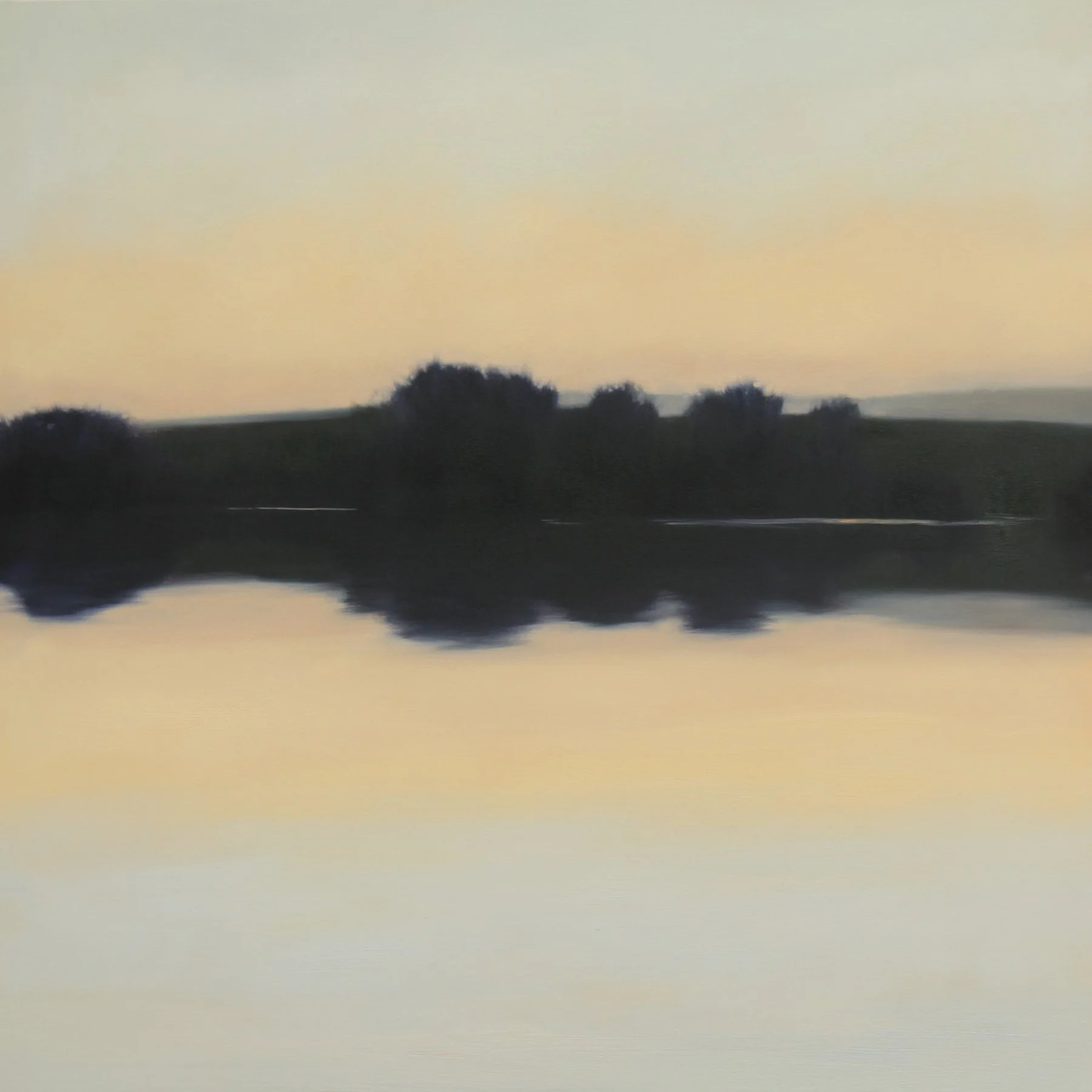 Evening Water, oil on canvas over panel, 36 x 36 x 2.5 in