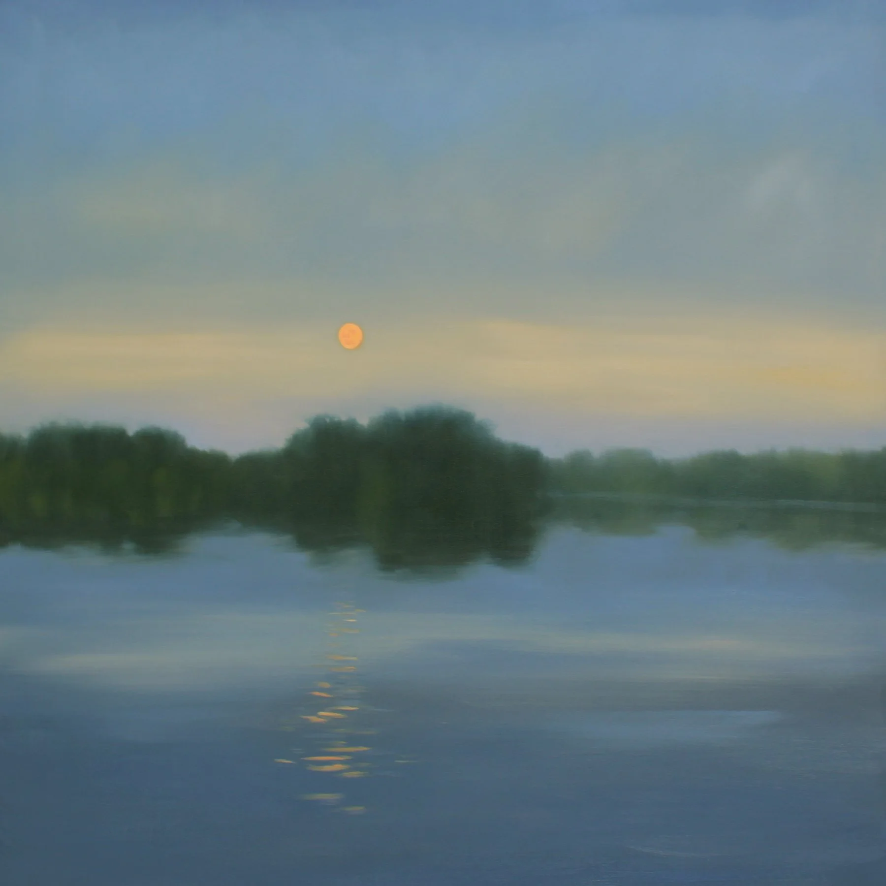 Full Moon Rise, oil on canvas over panel, 48 x 48 x 2.5 in