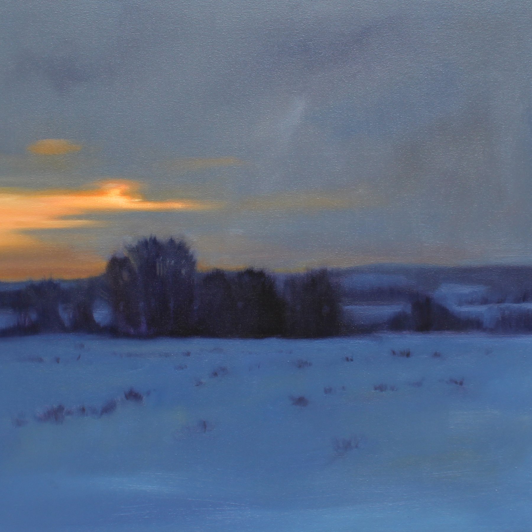 Winter Twilight, oil on canvas over panel, 24 x 24 x 2.5 in
