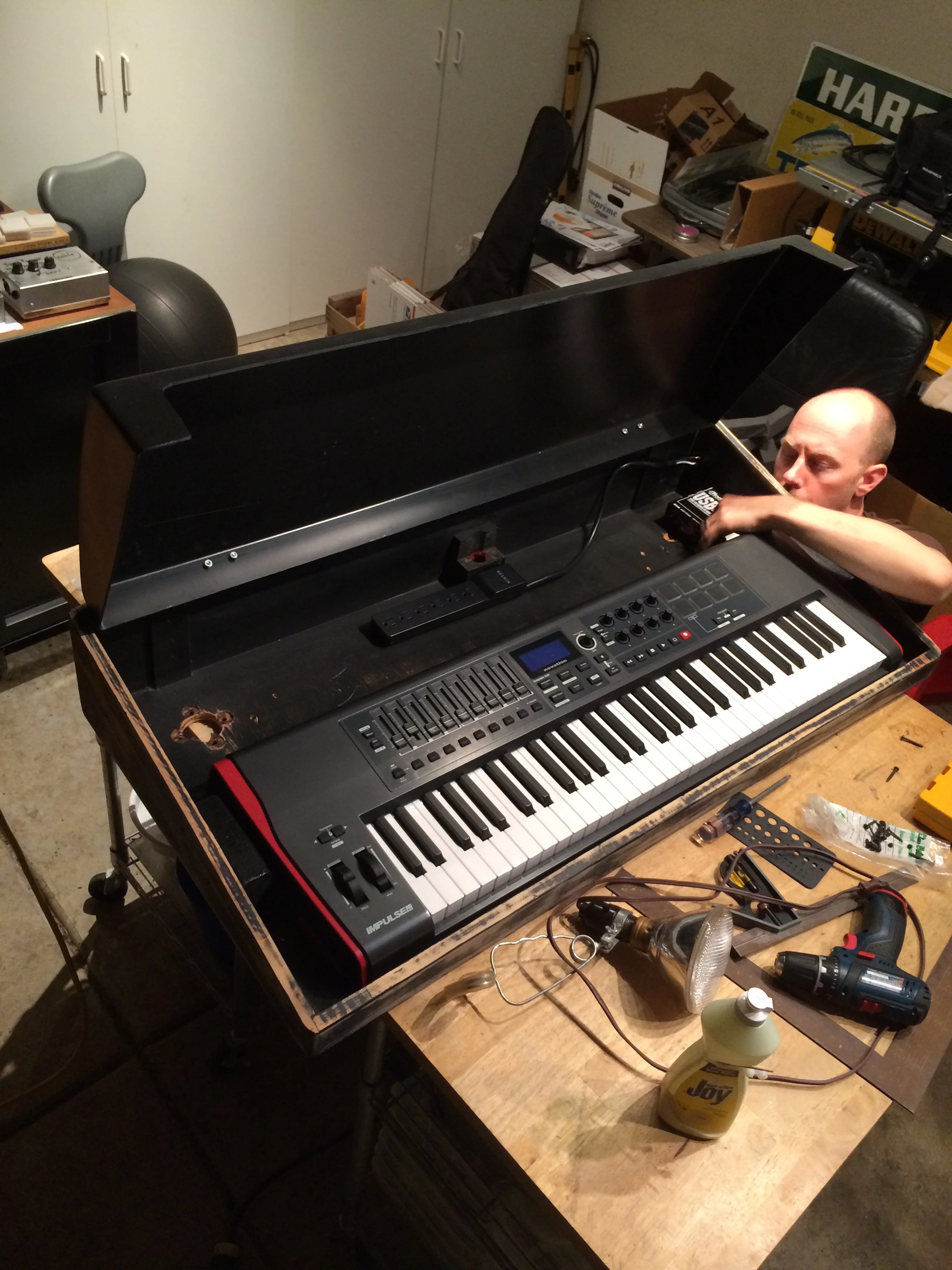 Mounting the axiom 61 to the bottom half. Making it pretty much a plug and play instrument. 