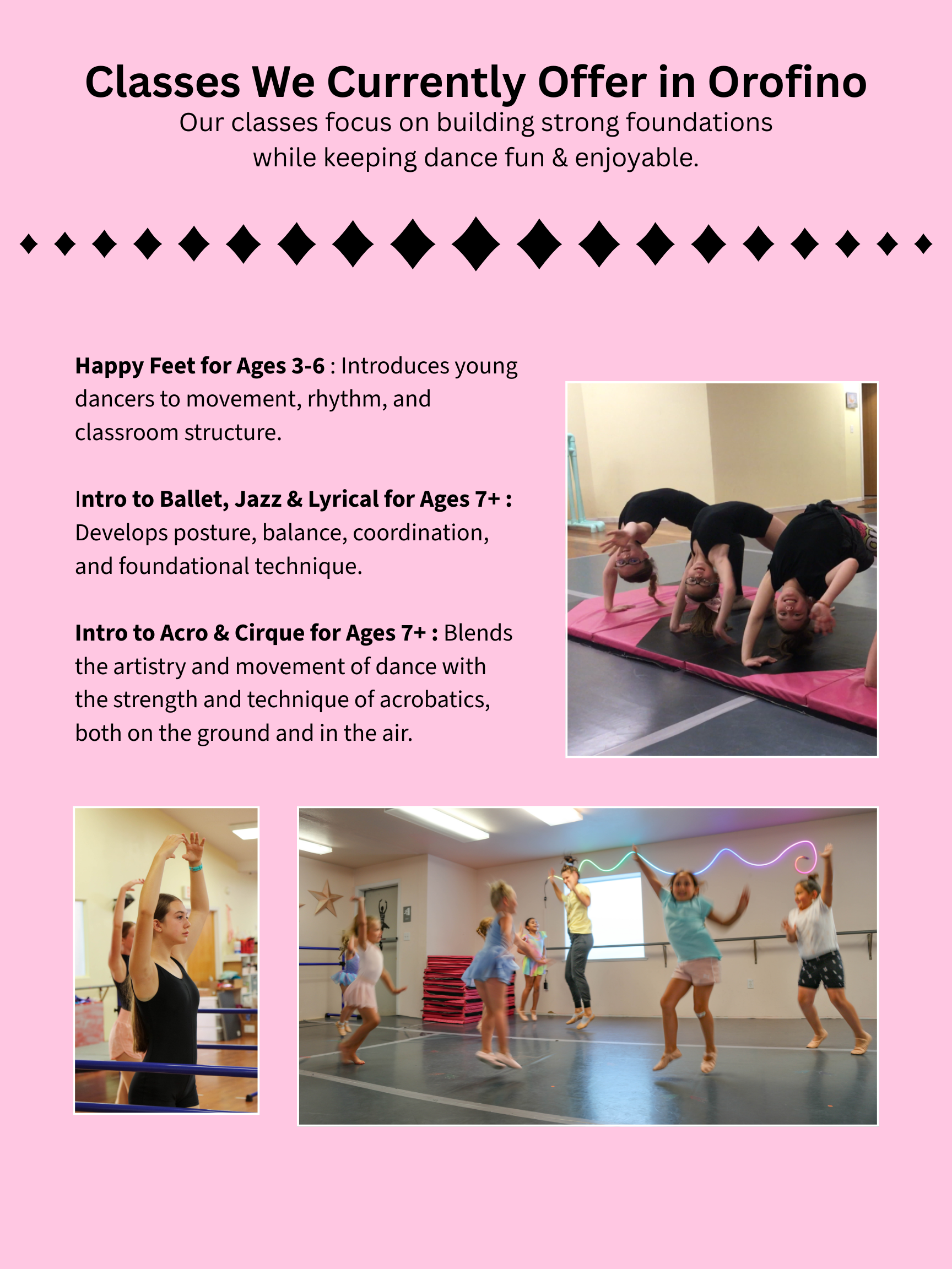  Classes begin Friday, January 9th.   Please email, call or text for class times and availability!  (208) 305-6088   lewistonfootnotes@gmail.com   You may also enroll online at:  