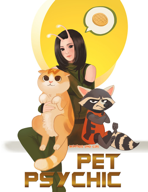 Waffles Hanging out with Mantis and Rocket ! Art by: Mommy