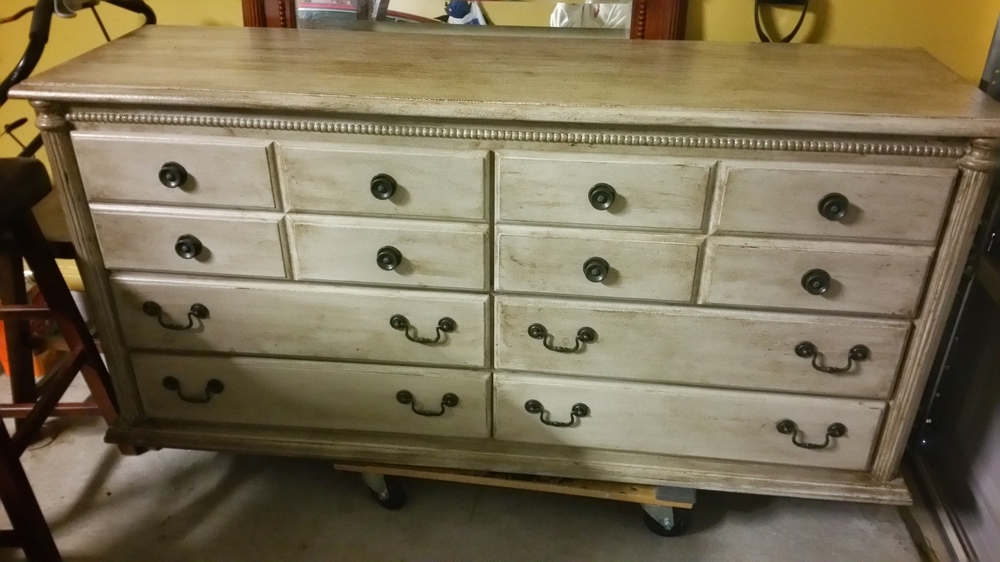 Distressed faux on dresser