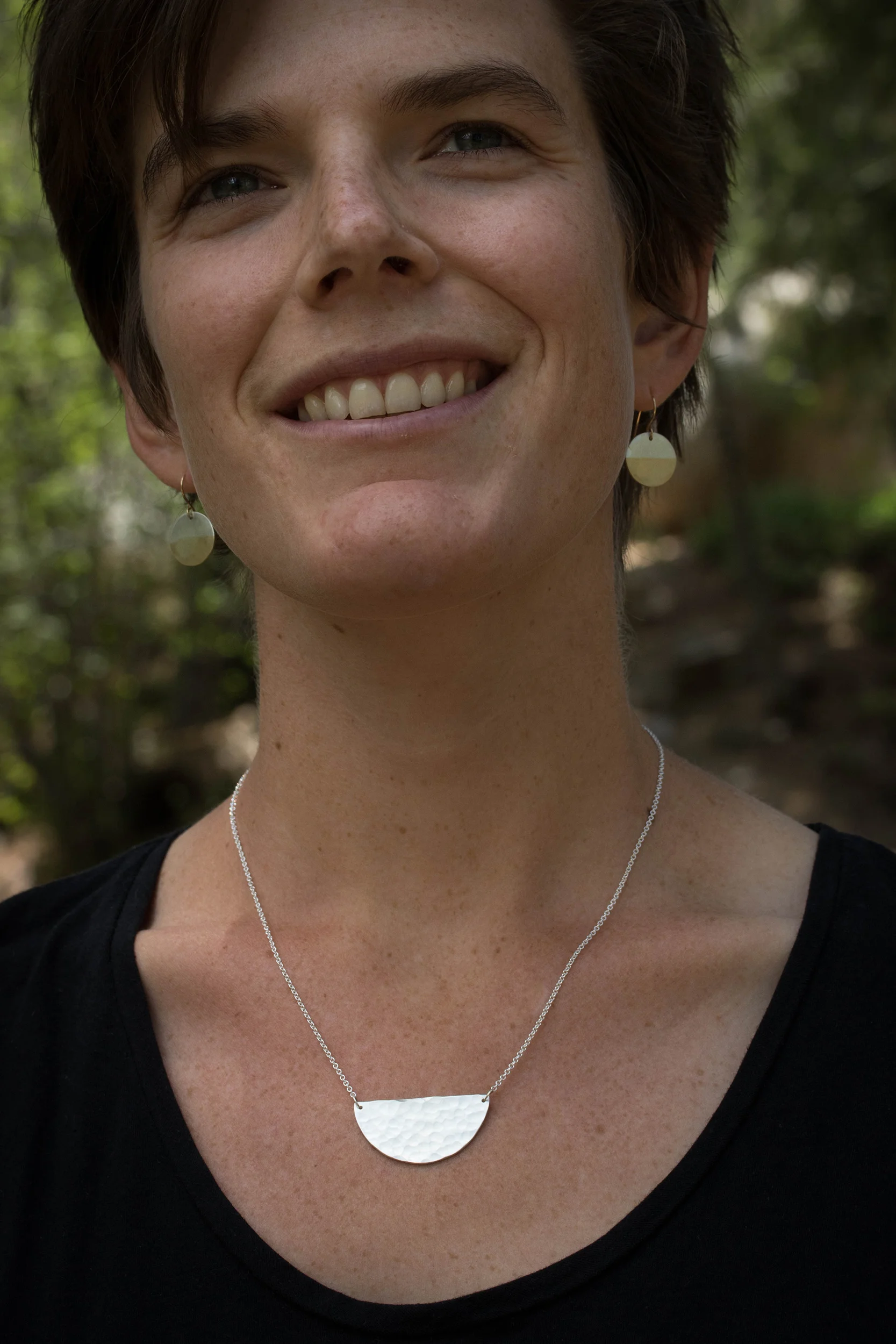 Sunrise Earrings and Mavericks Hammered Large Necklace.jpg
