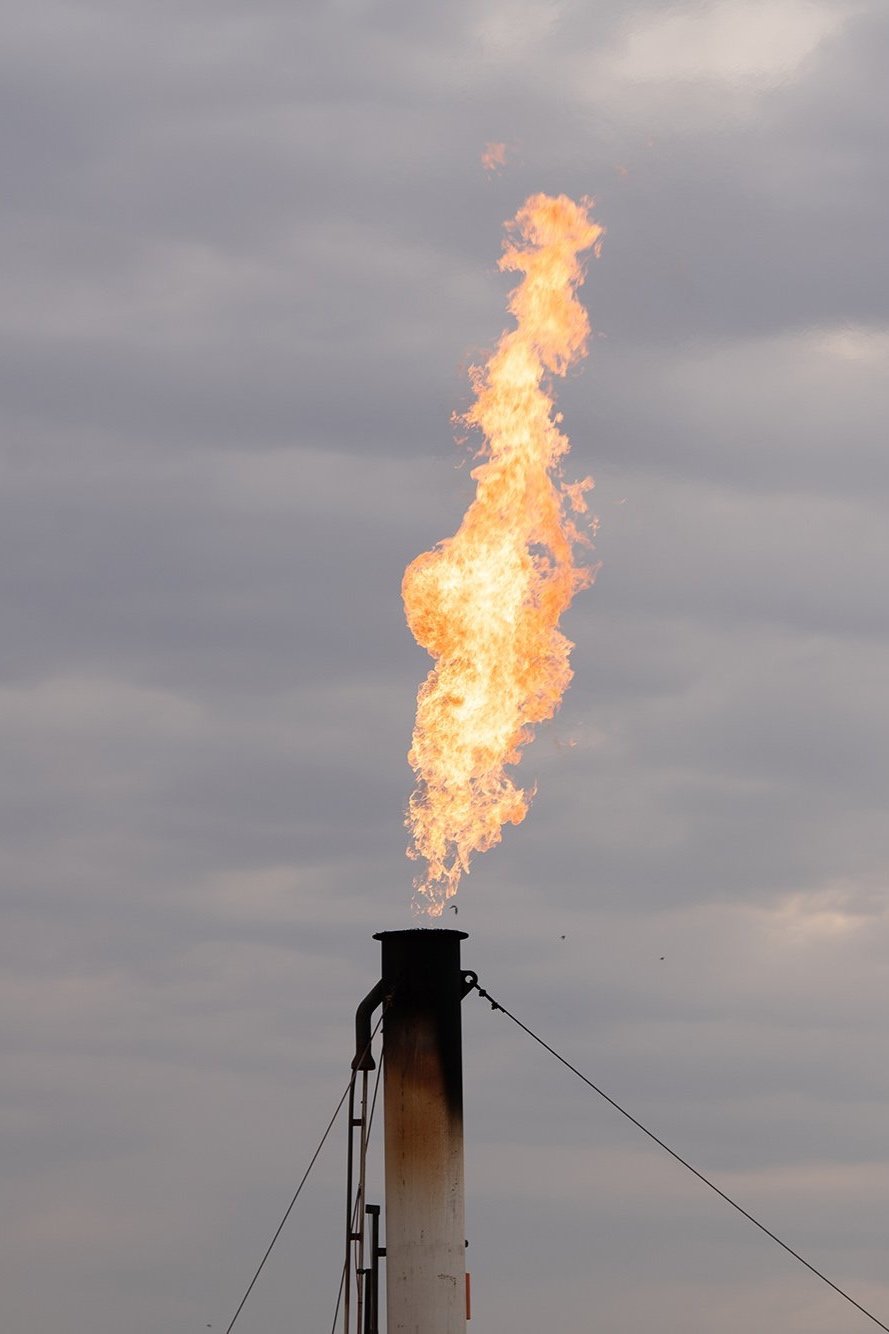 A flaring well near the Pecos River in the Permian Basin photographed for the Center for Biological Diversity