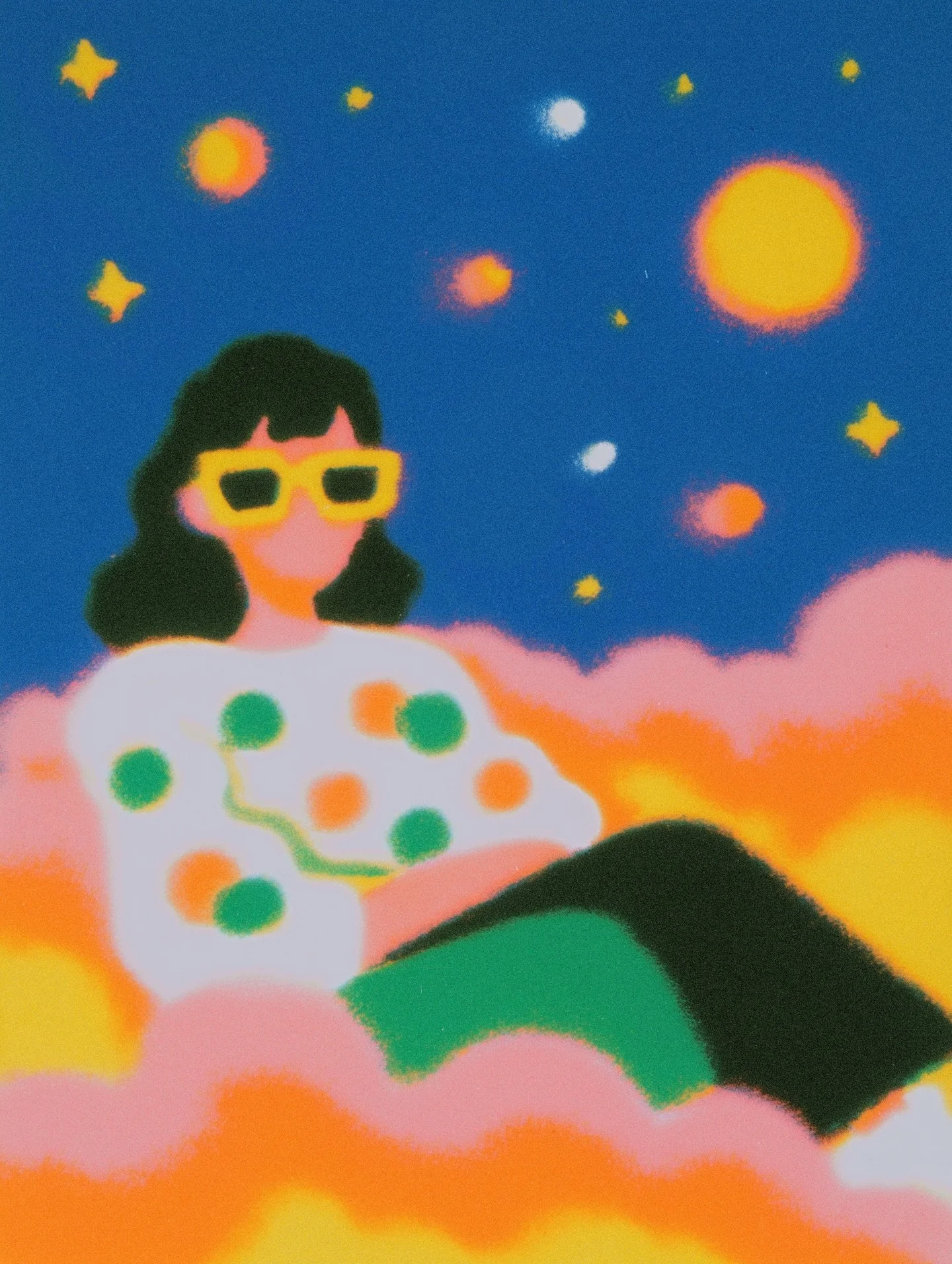 sitting on a cloud in a cool sweater