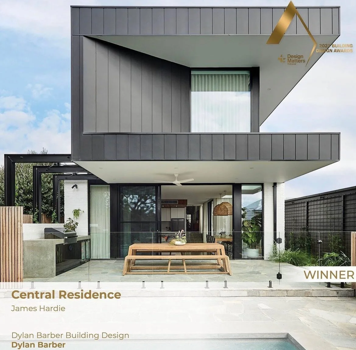 .
As 2023 comes to a close, a big thanks to our fantastic clients and consultants for the incredible projects this year. 
We're particularly thrilled about receiving the 'James Hardie Award' for our Central Residence at this years DMN Building Desig