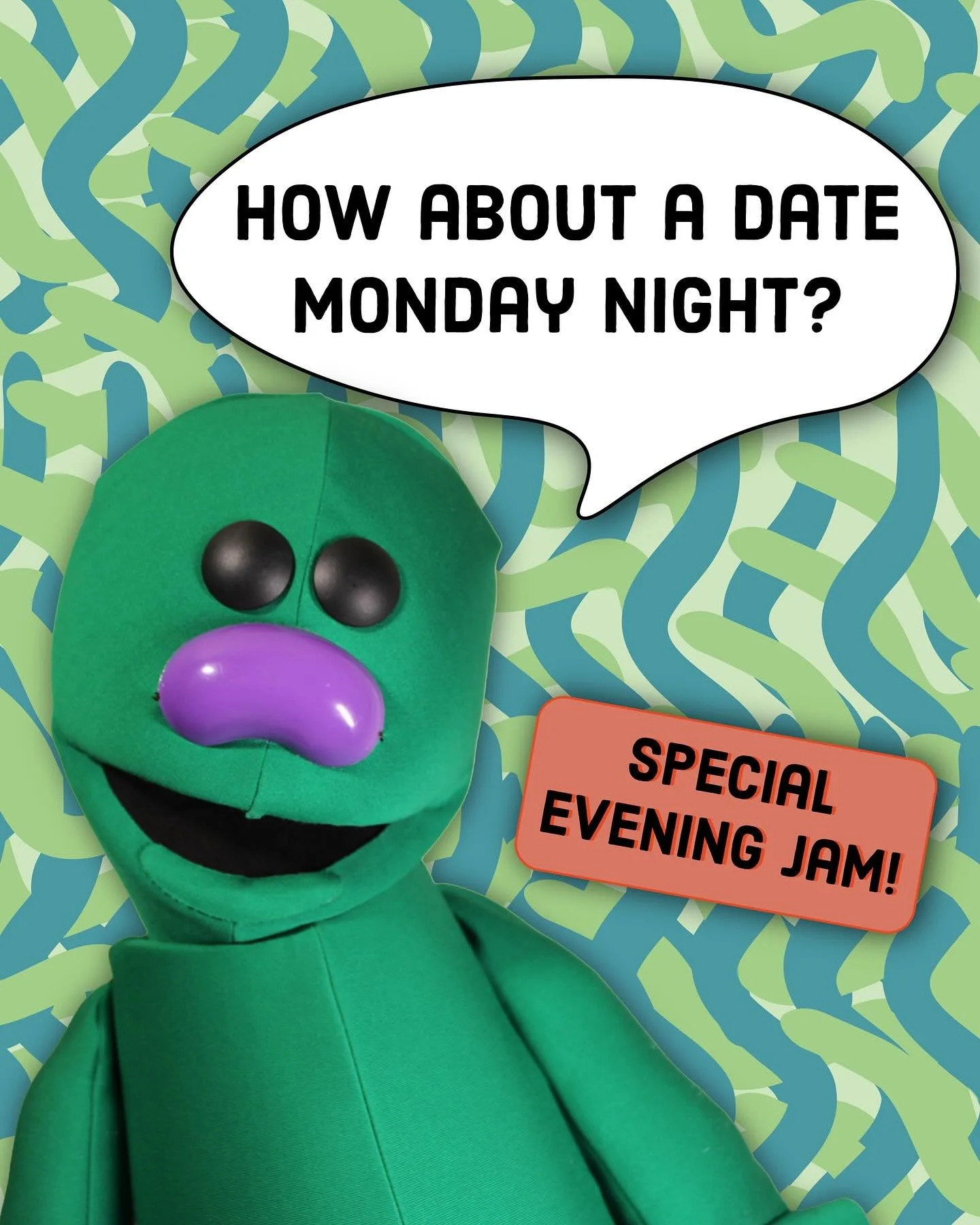 Let&rsquo;s get our evening jams STARTED!
Special evening jam this coming Monday, then 1st Mondays of the month starting in October.
.
.
.
#Atlanta #Comedy #Improv #Puppets #AtlantaImprov #ATLImprov