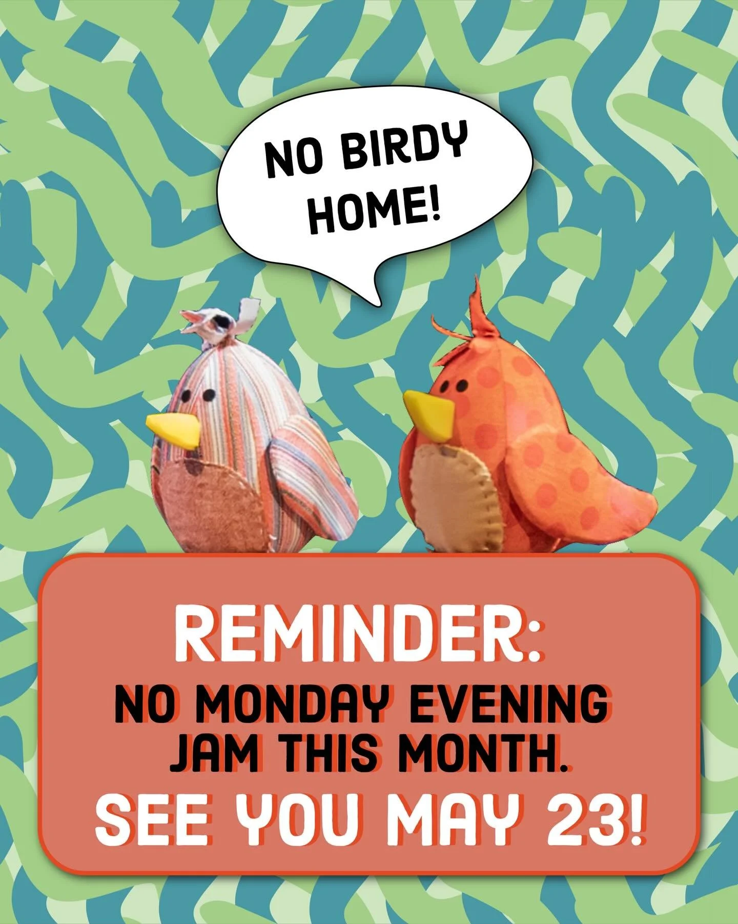 Hey Jammers! Reminder: No Monday evening jam this month! (Scottie&rsquo;s in Chicago workshopping more cool shows.) See you May 23 for our regular Saturday afternoon jam! #Atlanta #Puppets #Improv