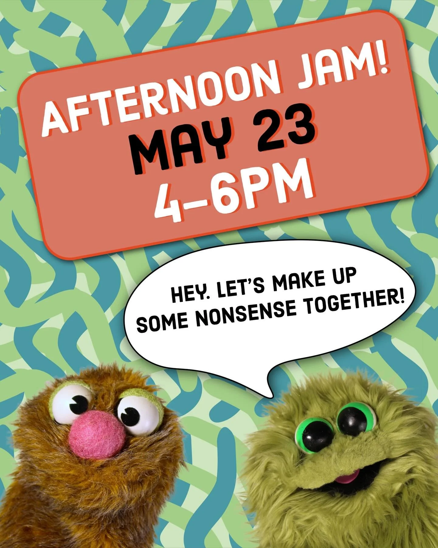 Hey hey! THIS Saturday! May 23rd! 4-6pm! Classic Afternoon Jam! Let&rsquo;s get together and improvise something weeeeeeird.
#Atlanta #Improv #Puppets