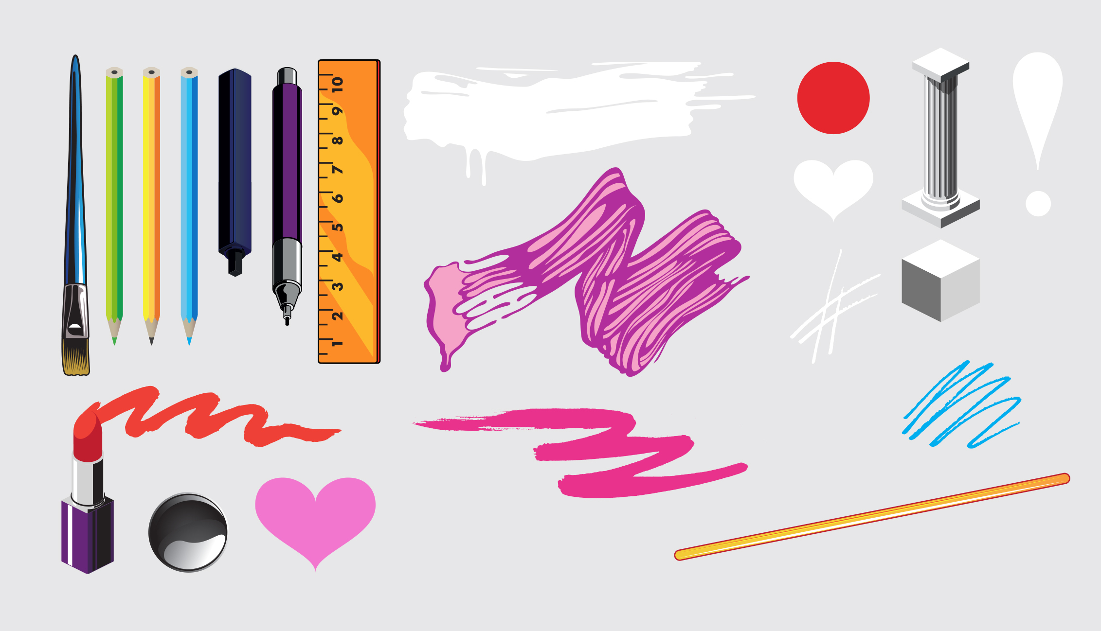 The various illustrated elements Andreas created for the campaign