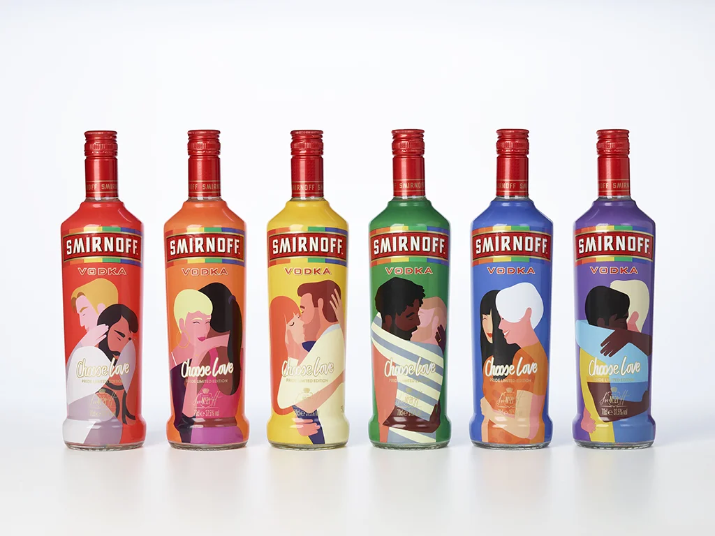 Rob Bailey's Choose Love Smirnoff bottles