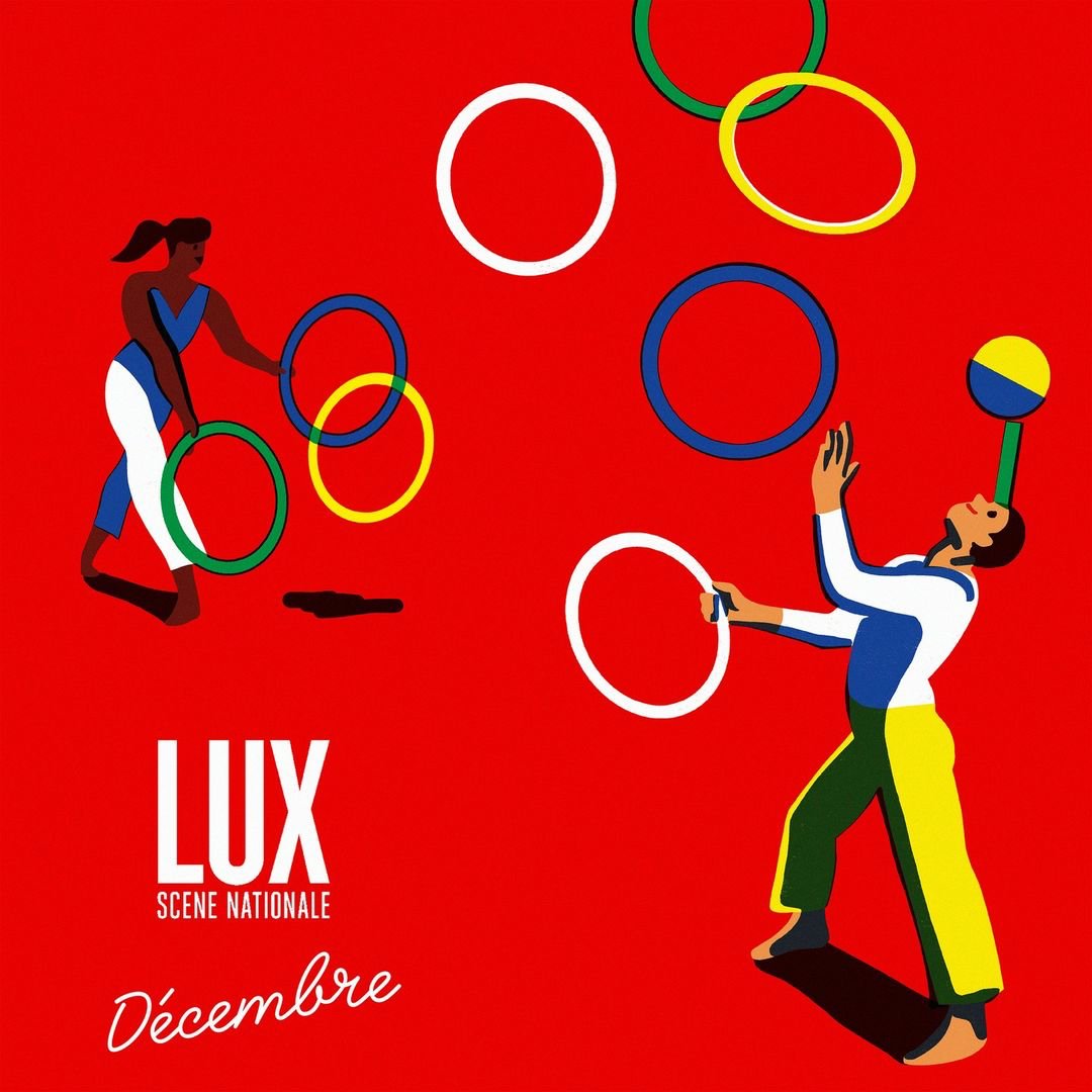 Sharing some recent gorgeous work by @virginie.morgand 
This series of artwork for performing arts organisation @lux_scene_nationale, celebrates the body in movement, depicting different approaches to performance and live art, illustrating monthly gu