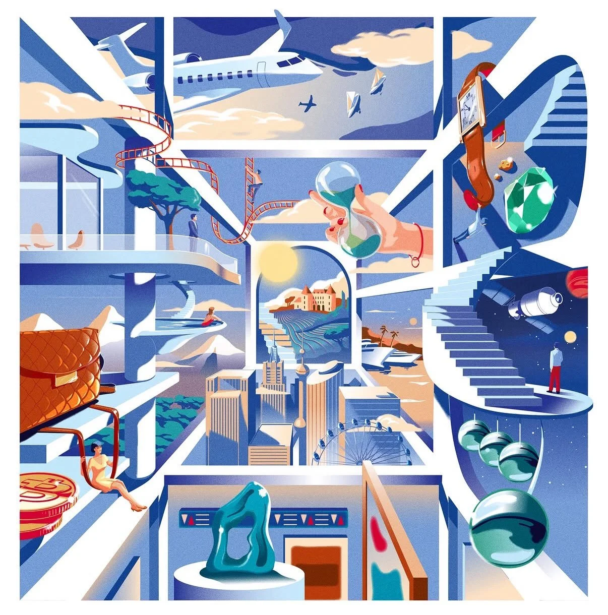 Stunning new illustrations by @benoitaupoix for @knightfrank annual &lsquo;Wealth Report&rsquo; 

#illustration #benoitaupoix #design 

www.outlineartists.com