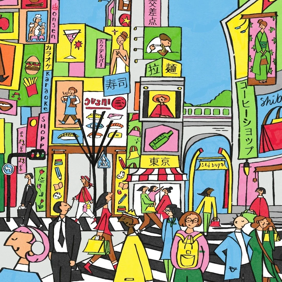 More beautiful commissioned and self-initiated work from our latest signing, Hannah Gibson @hanzsiie. We love the sense of community that runs through all of Hannah's illustrations, whether on the streets of a busy city, eating and drinking with frie