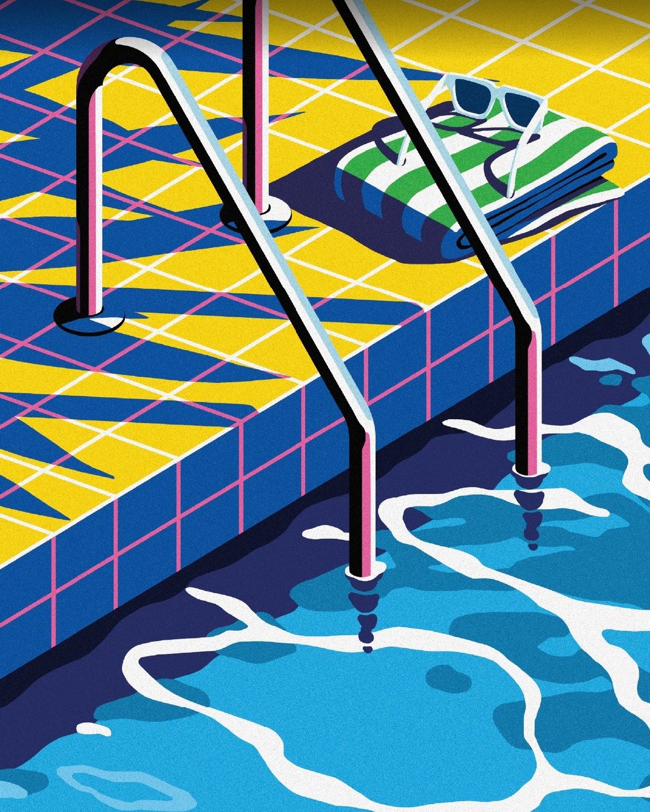 All the poolside vibes with these refreshing new illustrations by @sabinus_  for the package artwork for @penthouse_band 3rd Album Neon Garden. We love the treatment of shadows and rippling water combined with this perfect summer palette!

#AlbumCove