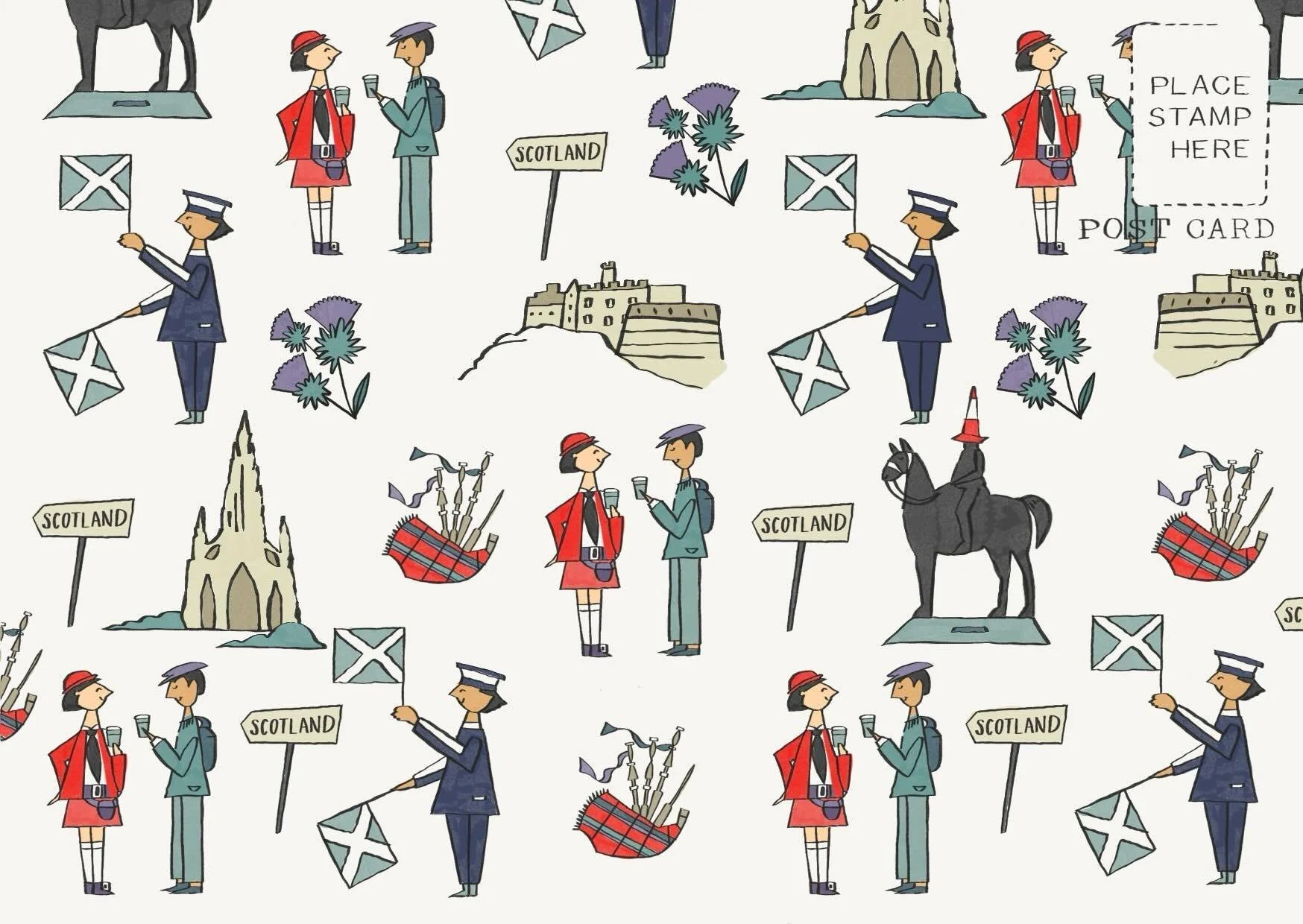 More from @hanzsiie Hannah Gibson's recent collaboration with @johnstonsofelgin, some repeats and postcard layouts featuring beautiful heritage brand imagery and deliciously stylish knits!
Thanks to the lovely JofE team 🥰

 #illustrationagency #outl