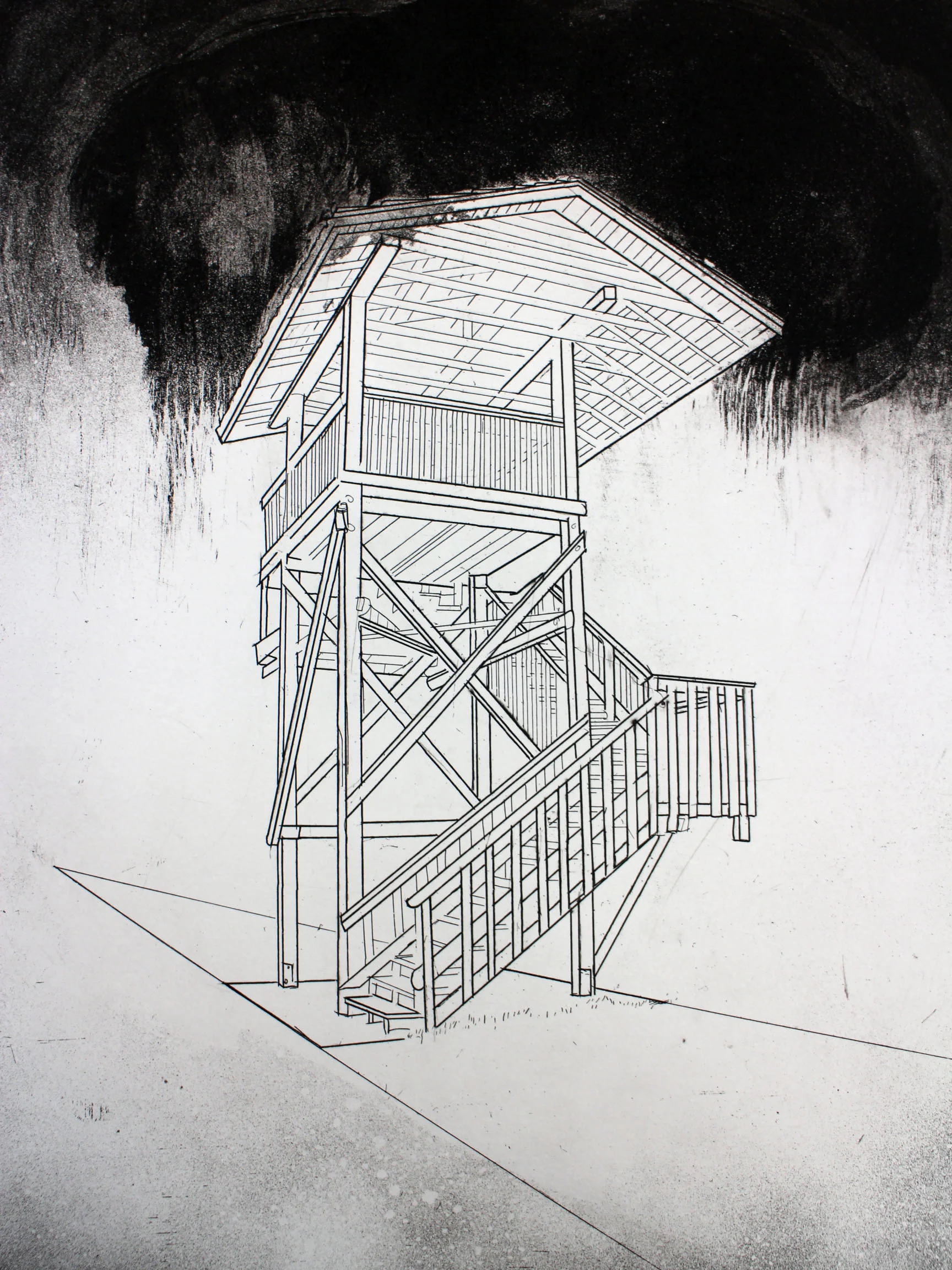 Stave Lake (state II), 2016 Intaglio print 12x18 edition of 3