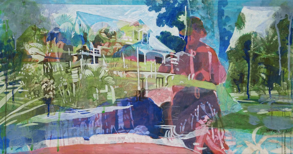 frauen im dorf 02 2015 Eitempera auf Kreidegrund auf Leinwand 43 x 64 cm