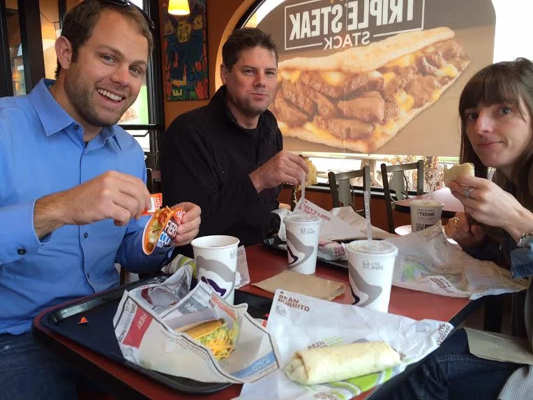 Lunch at Taco Bell, dinner at Next. Whaddya expect from some hooligans like us?