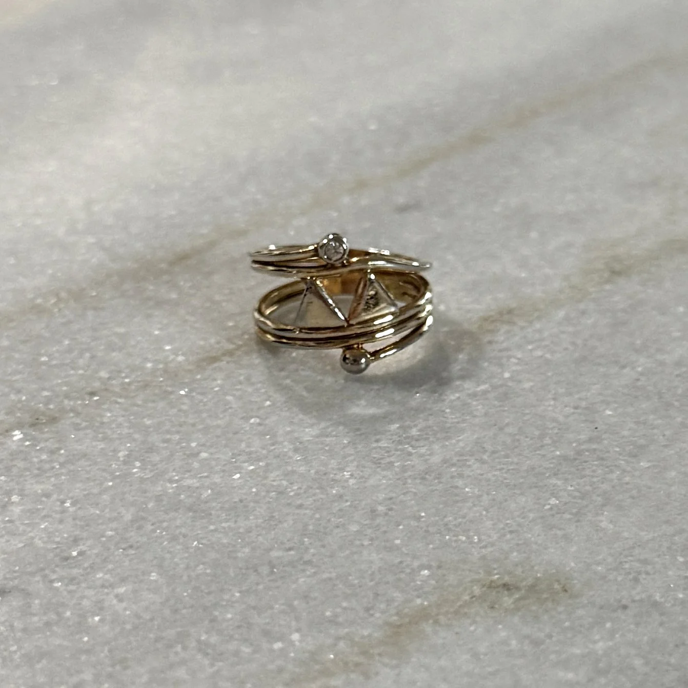 size 6 geometric wire wrap ring