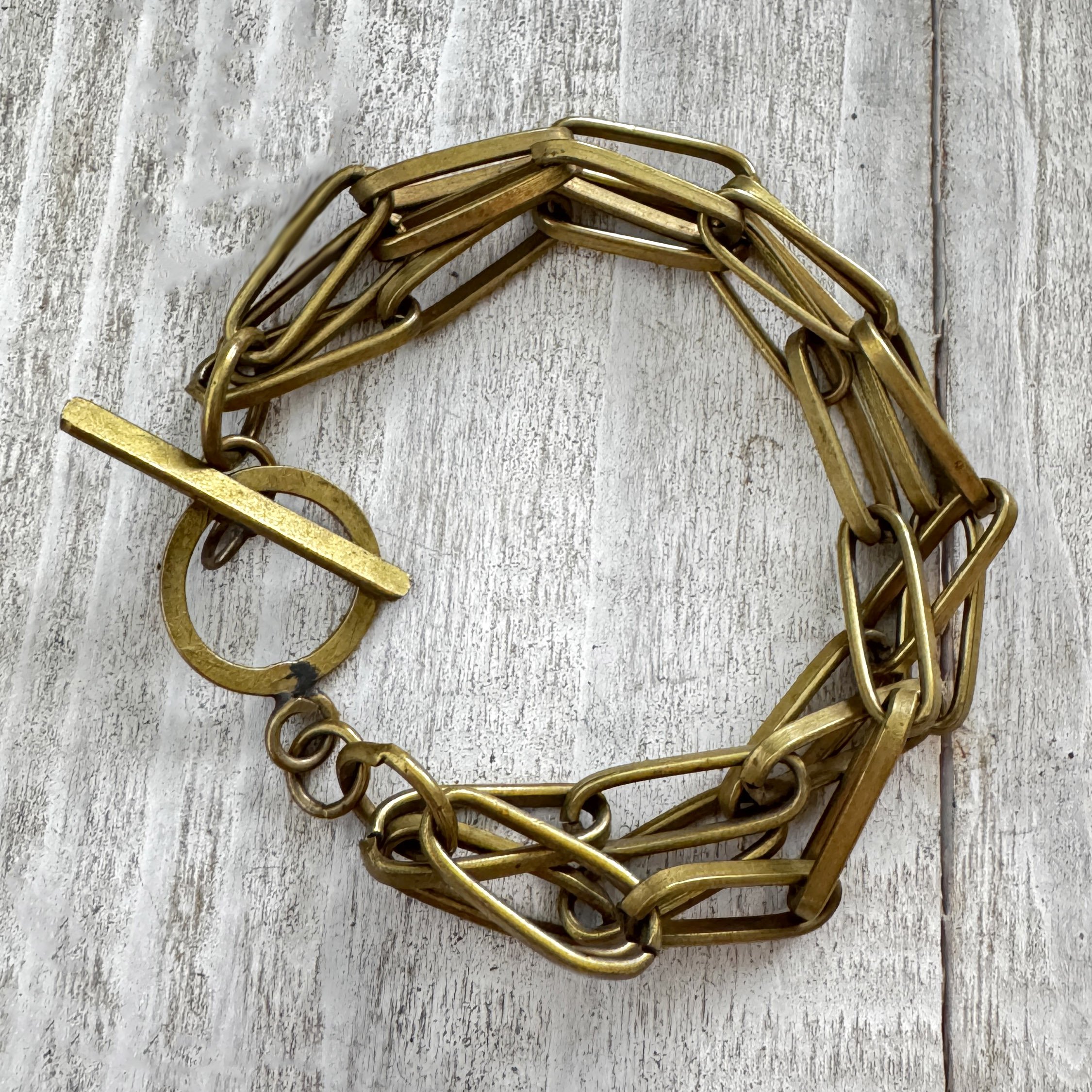 brass chain toggle clasp bracelet