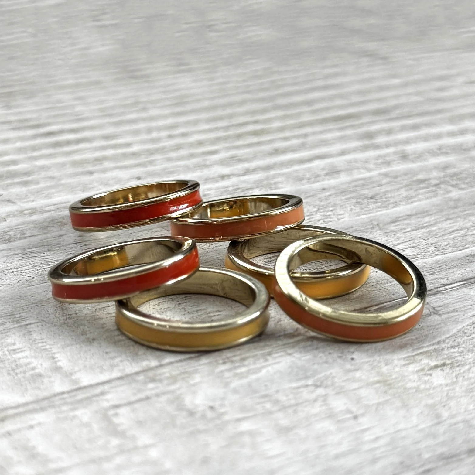 10k gold plated brass enamel rings (size 7)