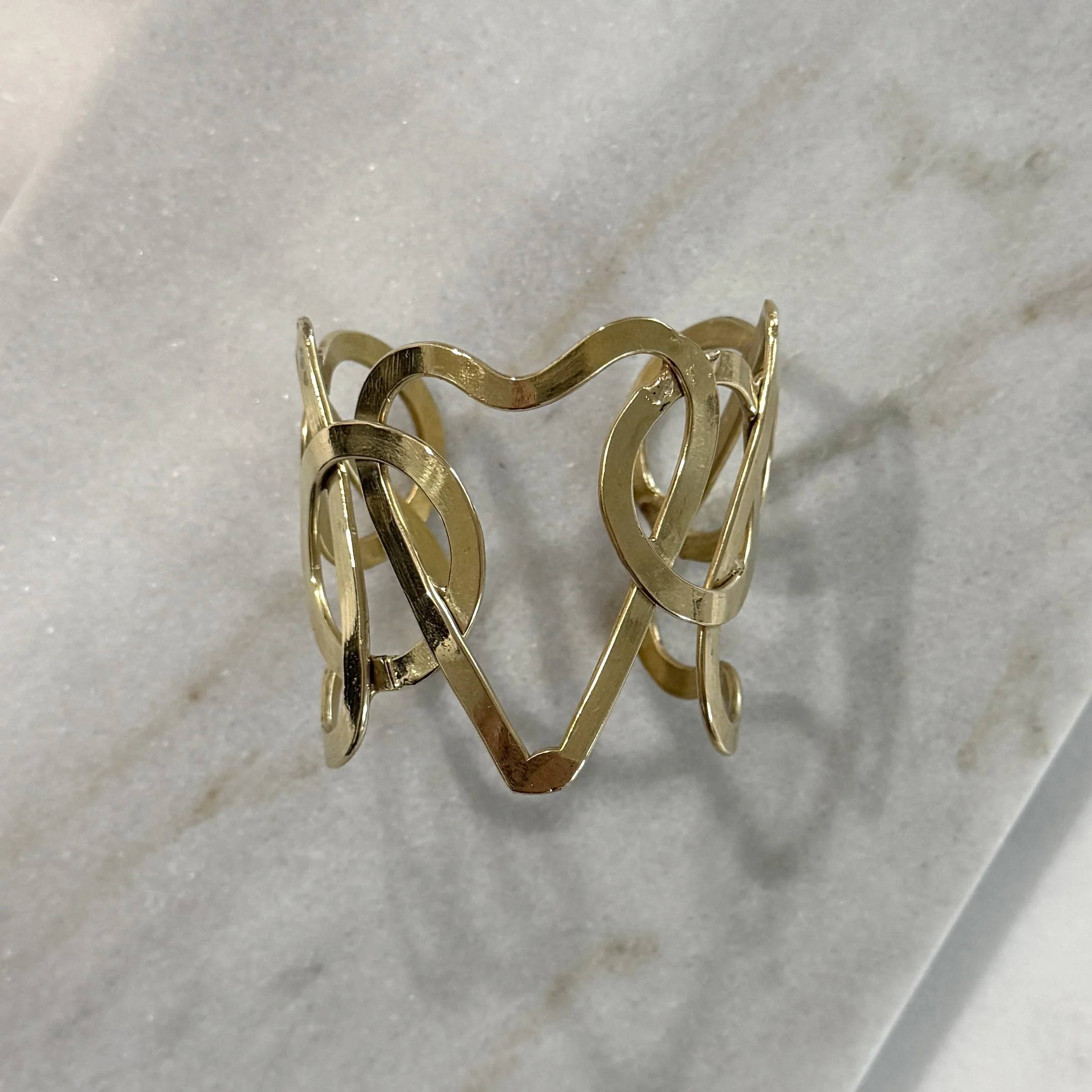 brass heart cuff bracelet