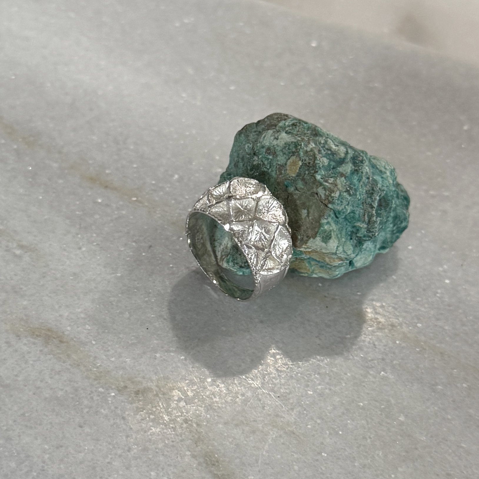 size 6 modernist brutalist silver ring