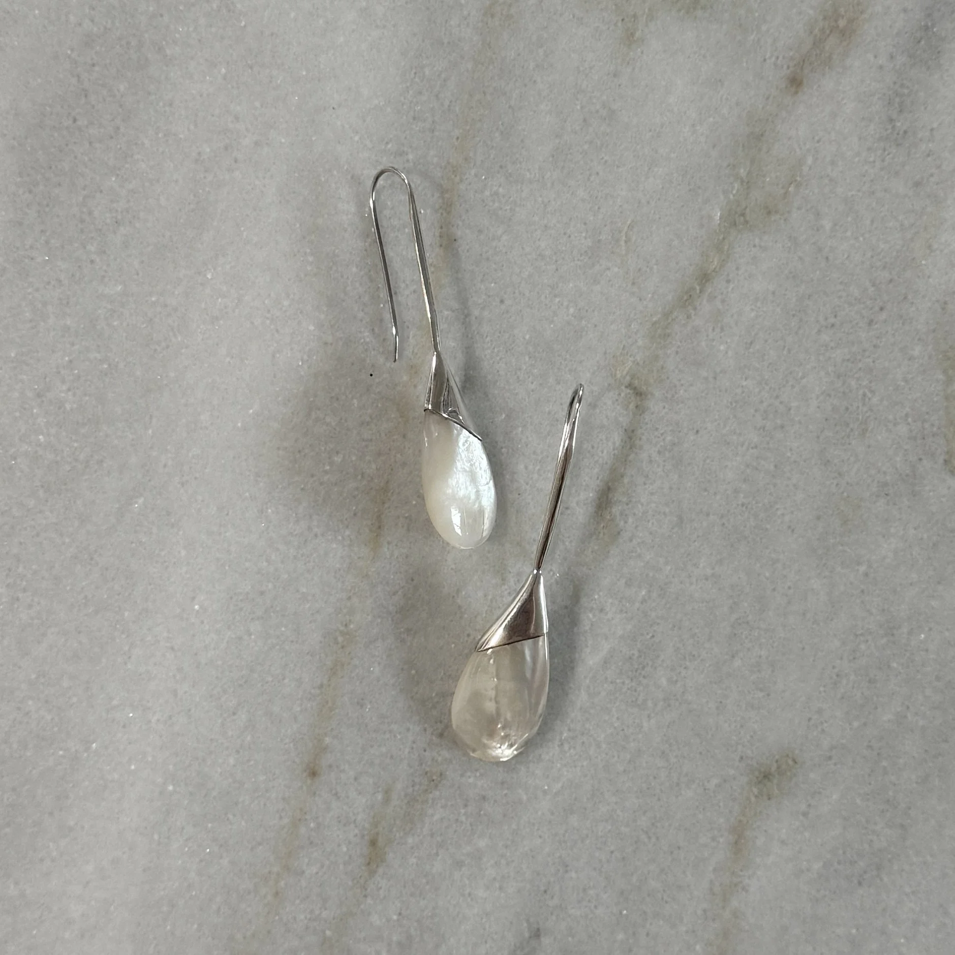 abstract mother of pearl drop earrings