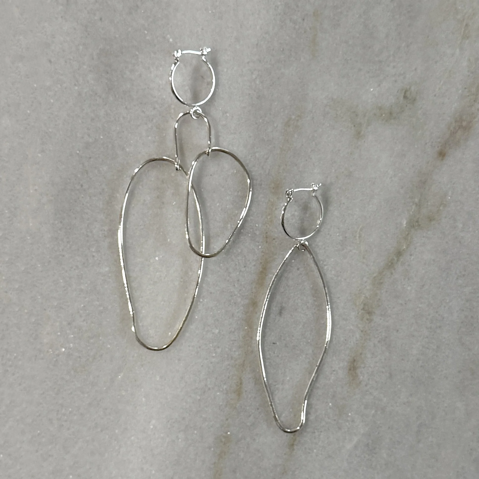 silver abstract asymmetrical earrings