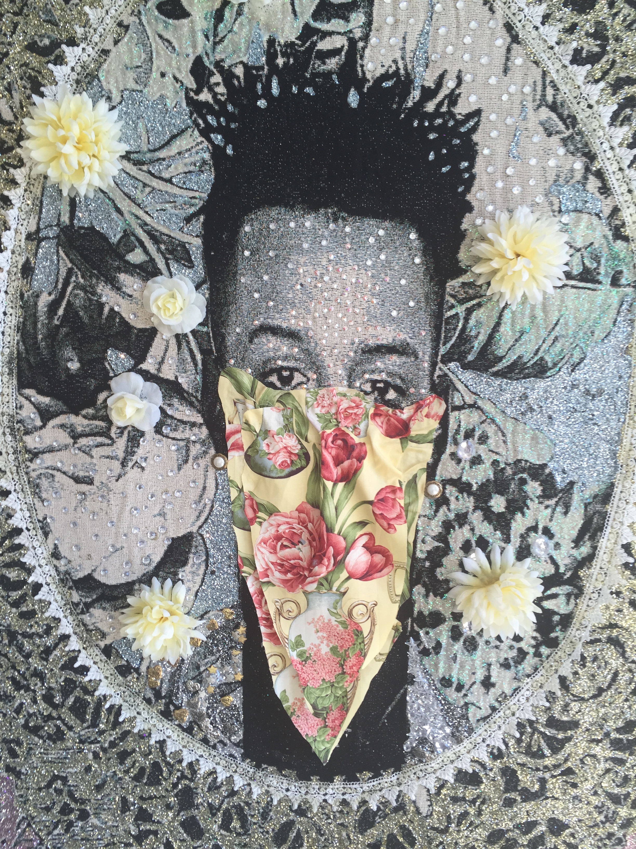   Ebony Patterson (Jamaican)  Detail of  Untitled, from the “of 72″ Series , 2011 Mixed media tapestry 
