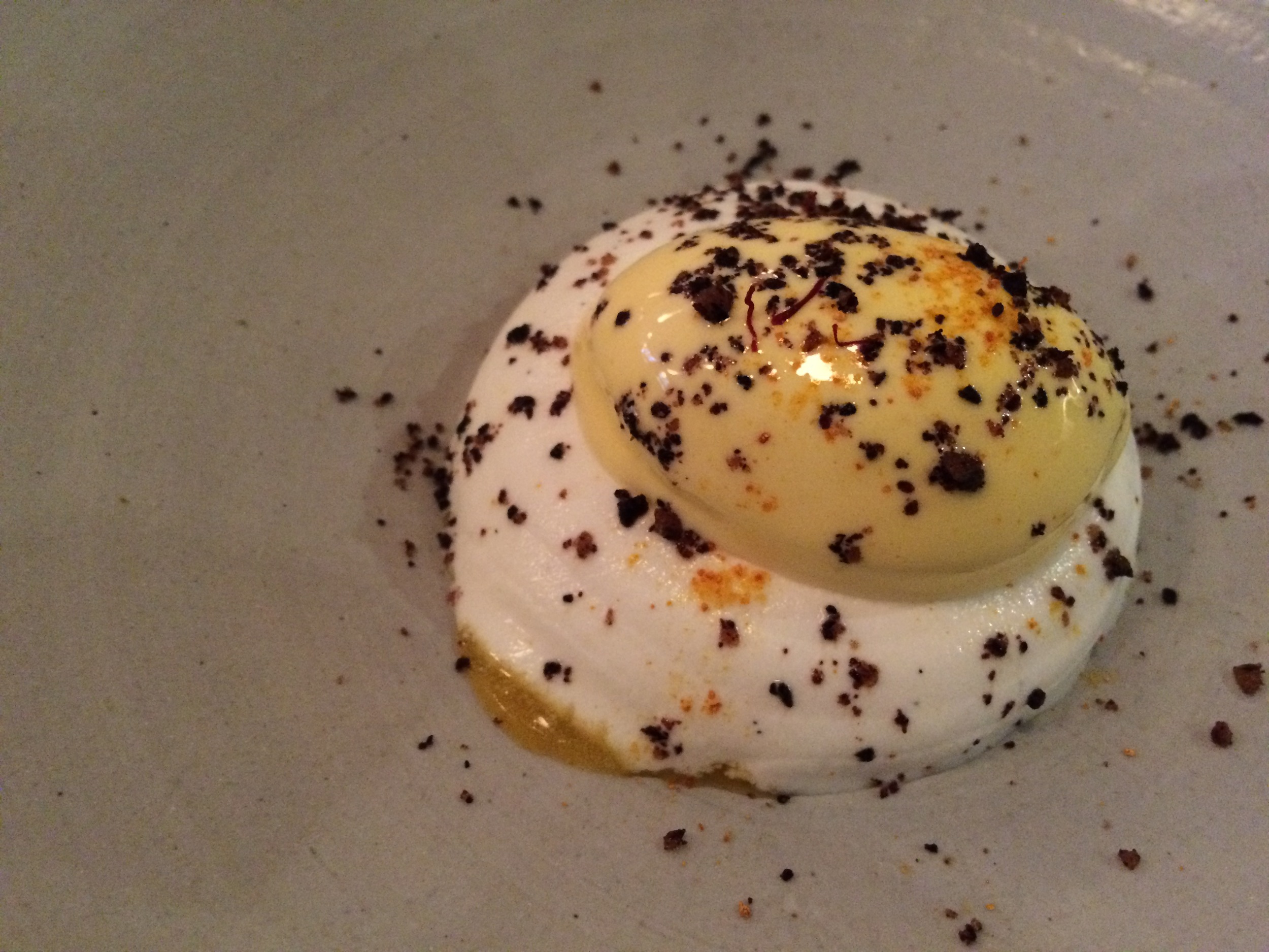 Soft textures and sensual flavors play beautifully on your tongue in this egg-inspired saffron and passion fruit dessert by Pastry Chef Pam Yung.