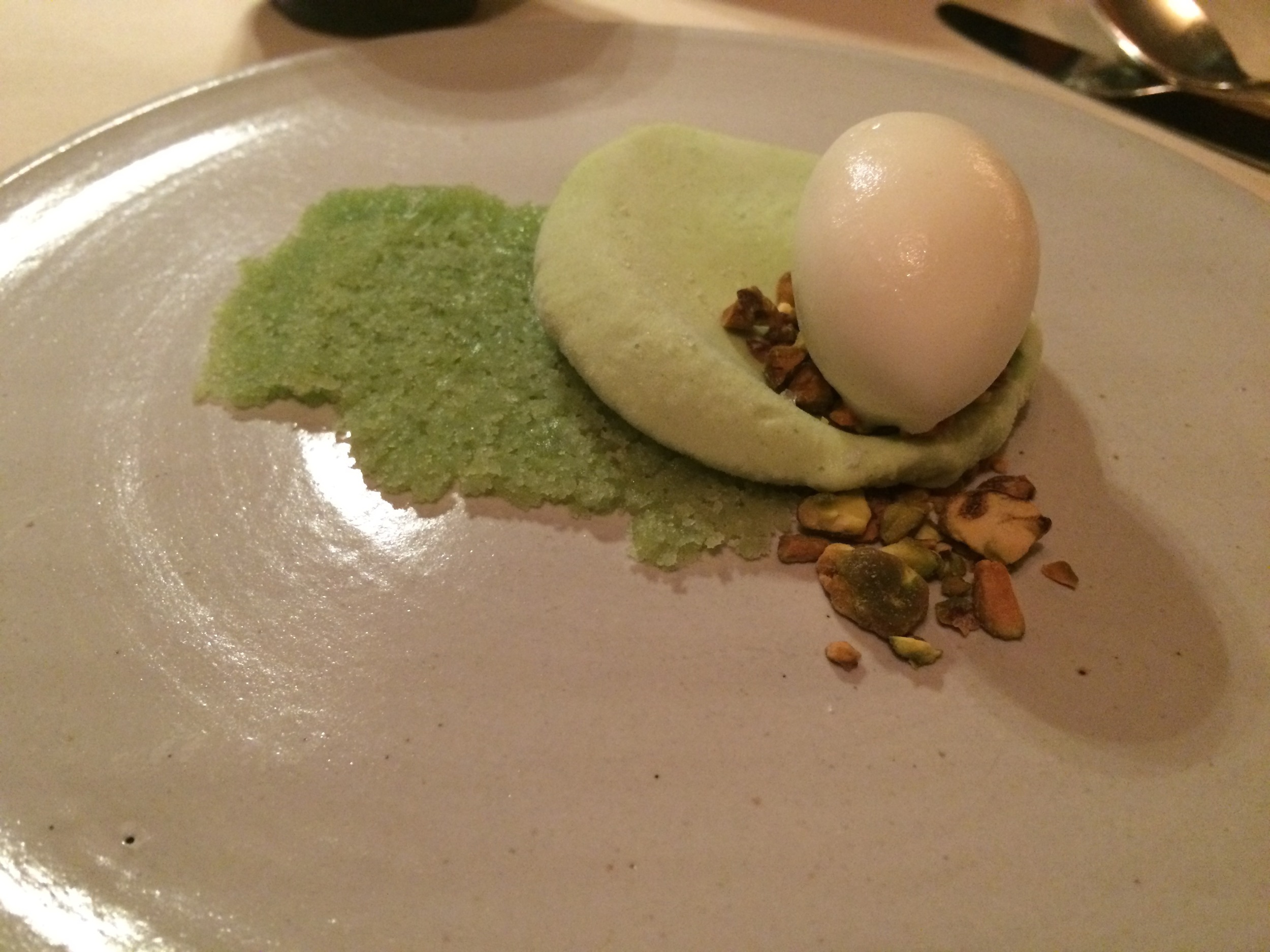 Pandan, milk, and pistachio comprised one of the most unique and delicious desserts.
