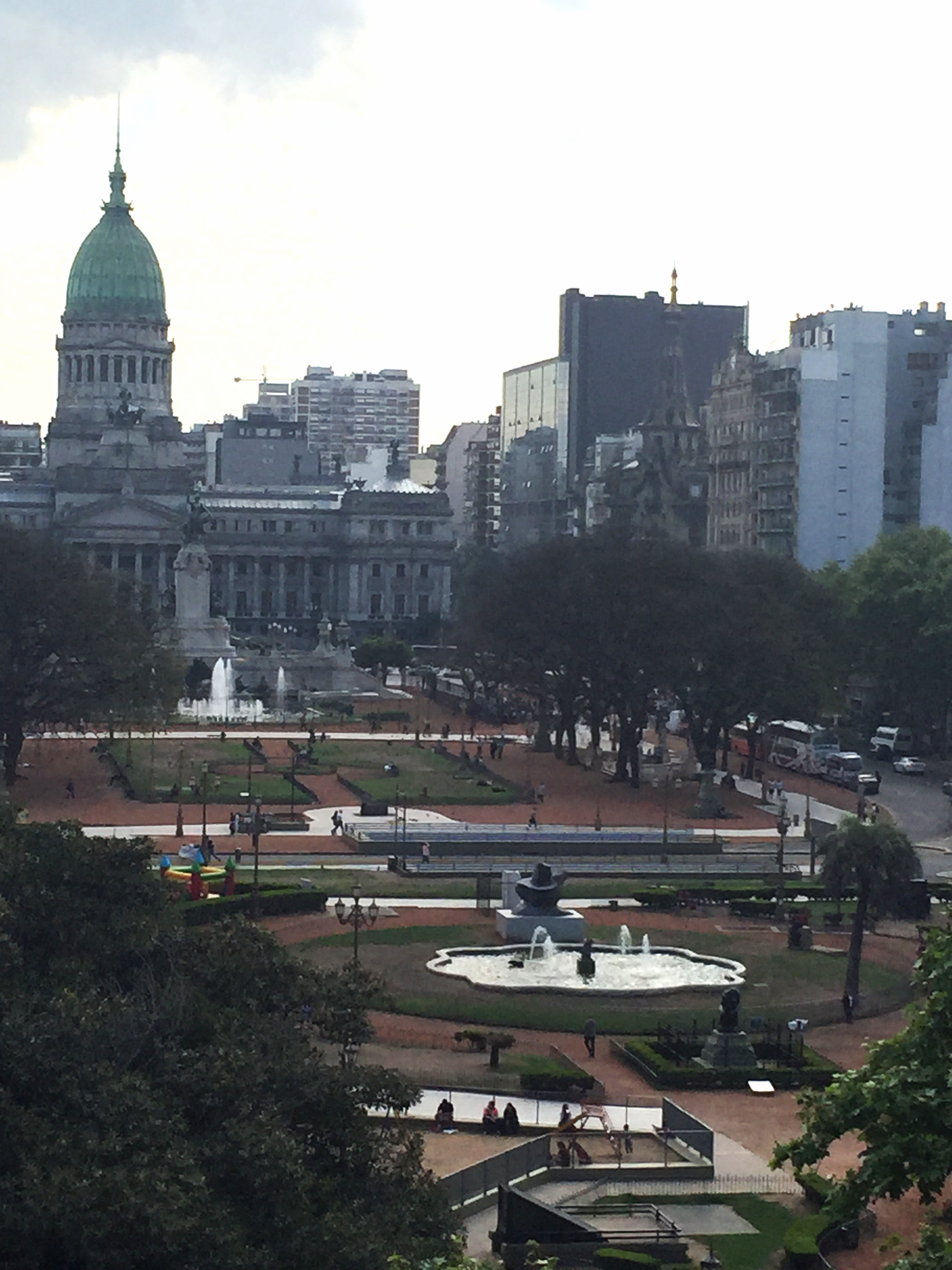 A view across Congreso Plaza from the balcony of Ignacio Liprandi Contemporary Art Gallery 