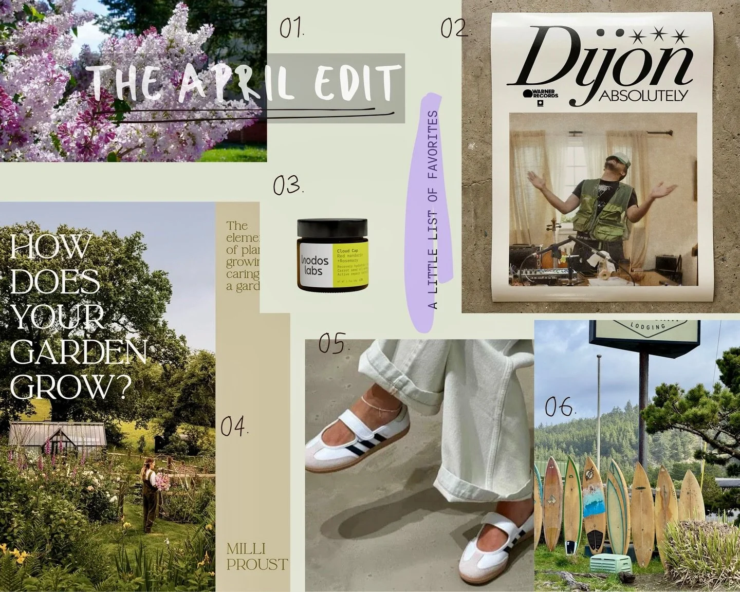 a small shift in perspective this month. a few scents, sounds, and tiny details that brought some recent unexpected joy. 

the april edit 〰️

01. SMELLING // lilac in the front yard, just planted and already blooming. the sweetest fragrance - love a 