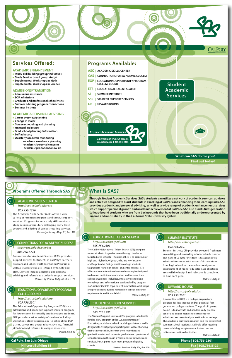Cal Poly Student Academic Services Brochure