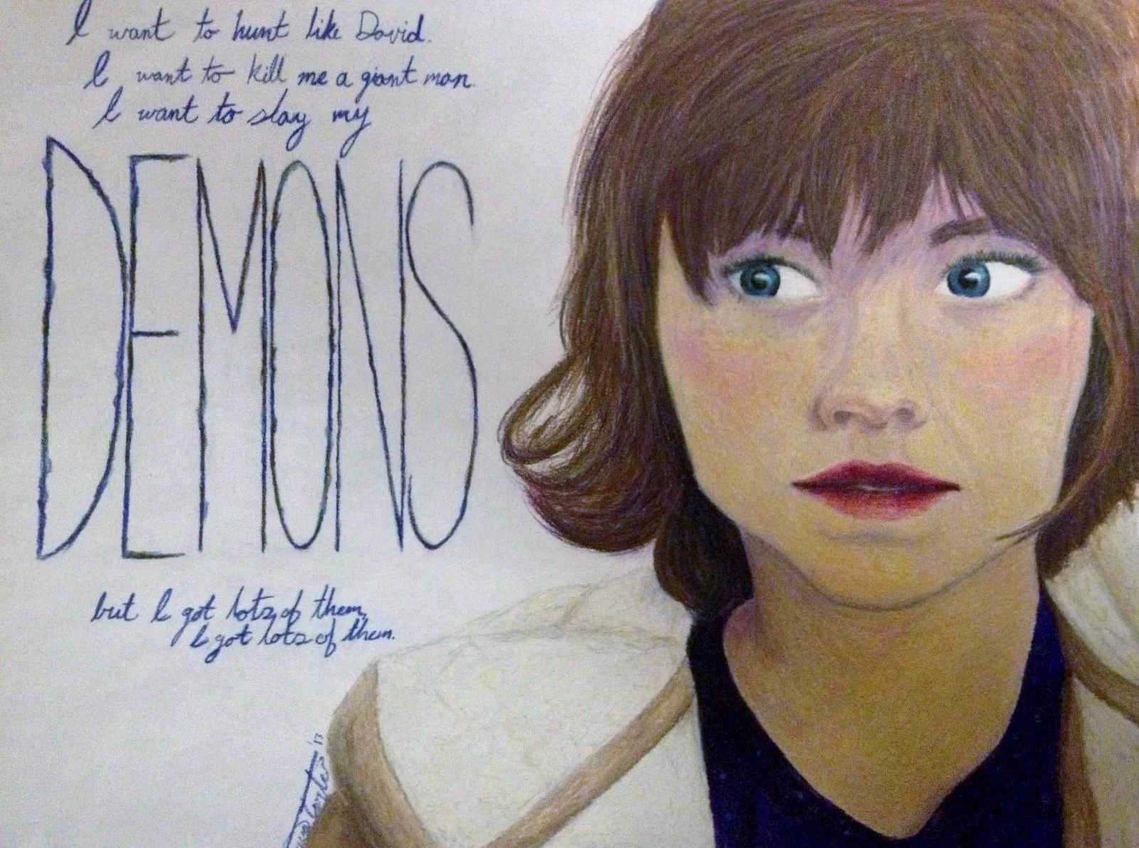 Self-Portrait with Emotion | Integrate Lyrics Colored Pencil