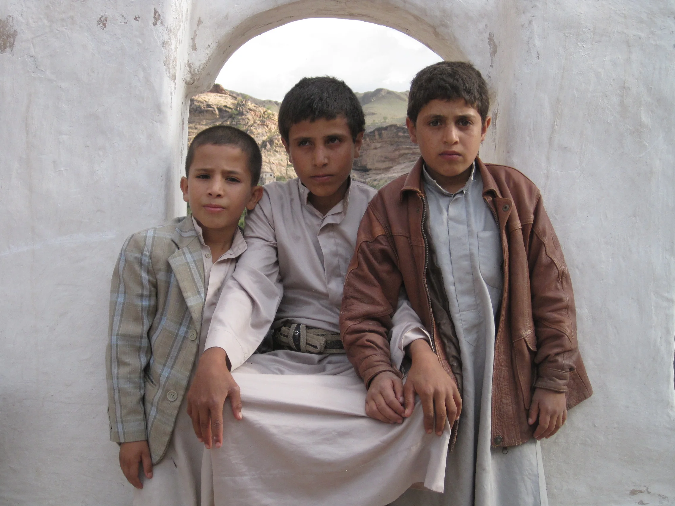 Serious boys at Dar al Hajjar