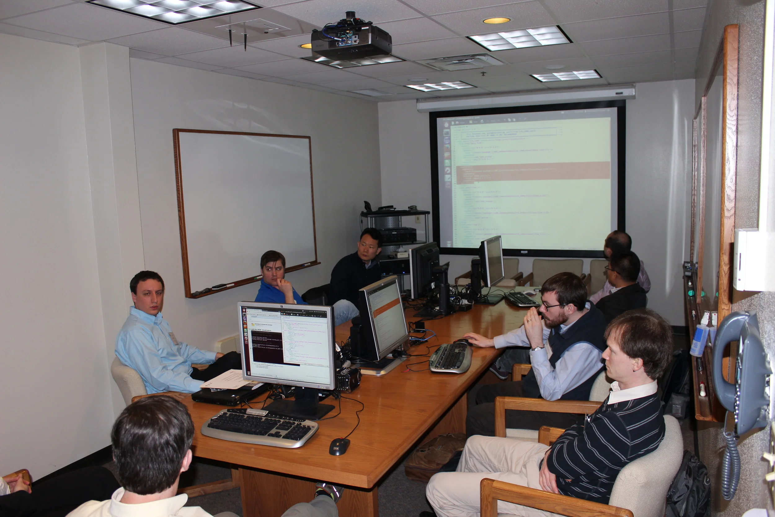 March: A group working on manipulation exercises.
