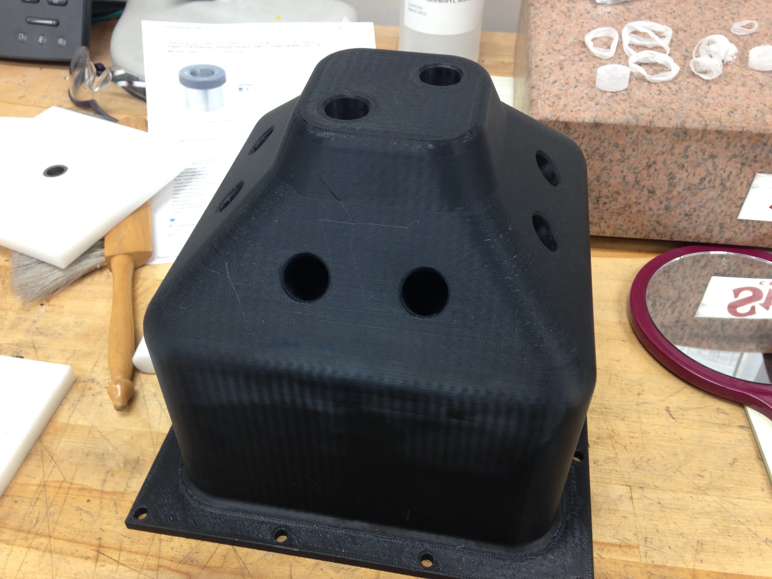 Peg-in-hole assembly test fixture is used to evaluate the ability of a complete robot system to perform this operations. Metrics including, success rates, and speed of insertion are capture in order to perform meaningful comparisons between systems.